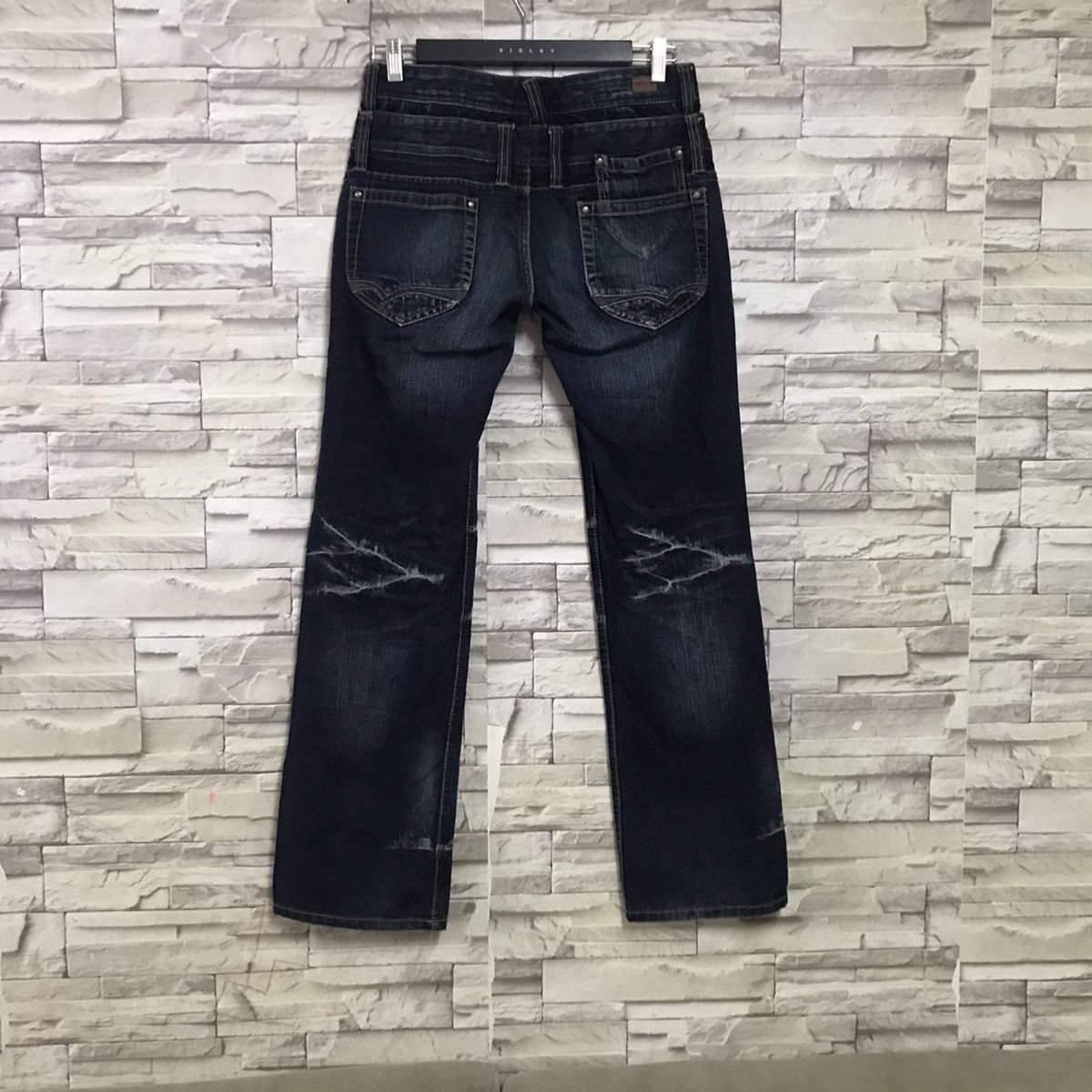 Japanese Brand NCFM Black Denim Double Waist Flare Jeans Size US 31 - 10 Thumbnail