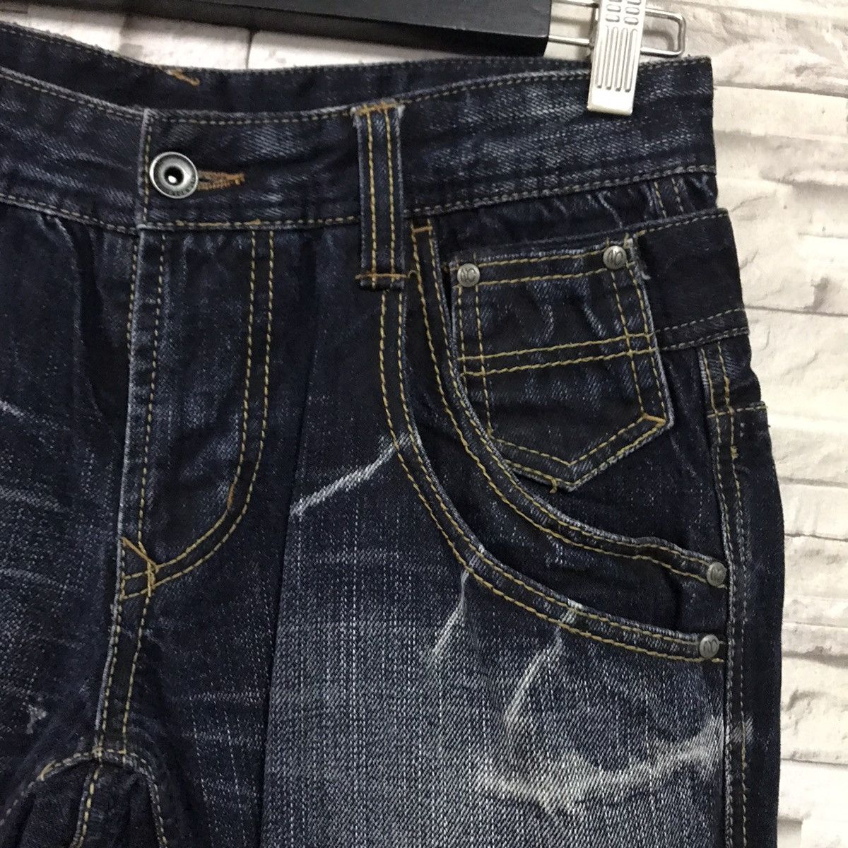 Japanese Brand NCFM Black Denim Double Waist Flare Jeans Size US 31 - 5 Thumbnail