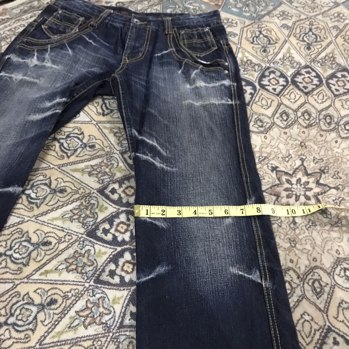 Japanese Brand NCFM Black Denim Double Waist Flare Jeans Size US 31 - 19 Thumbnail