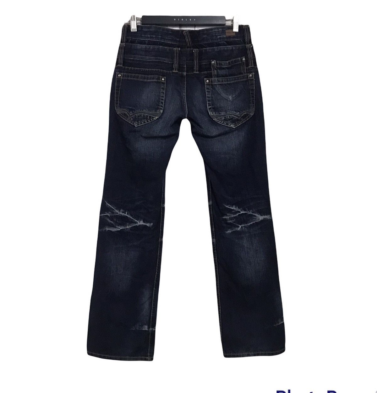 Japanese Brand NCFM Black Denim Double Waist Flare Jeans Size US 31 - 1 Thumbnail