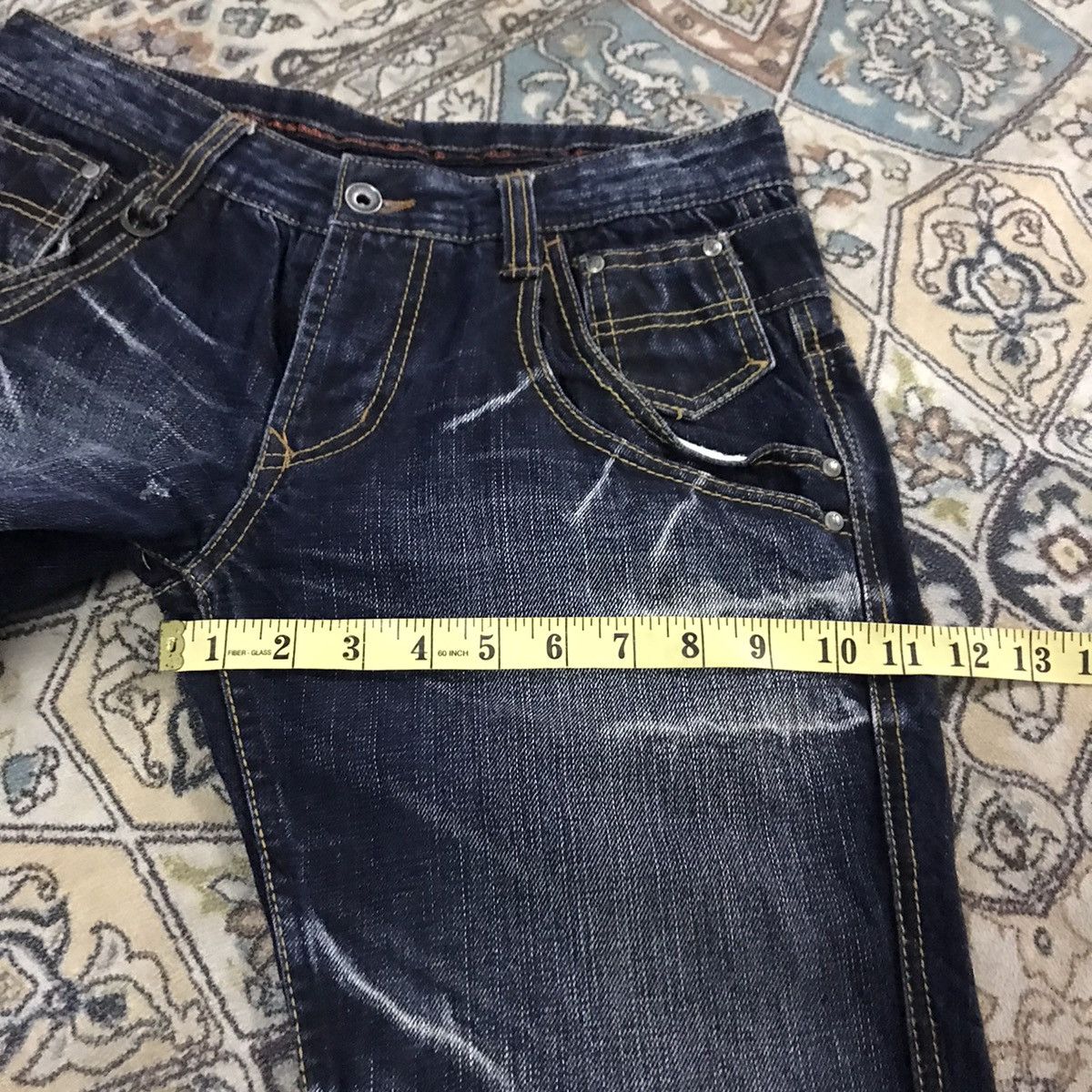 Japanese Brand NCFM Black Denim Double Waist Flare Jeans Size US 31 - 20 Thumbnail