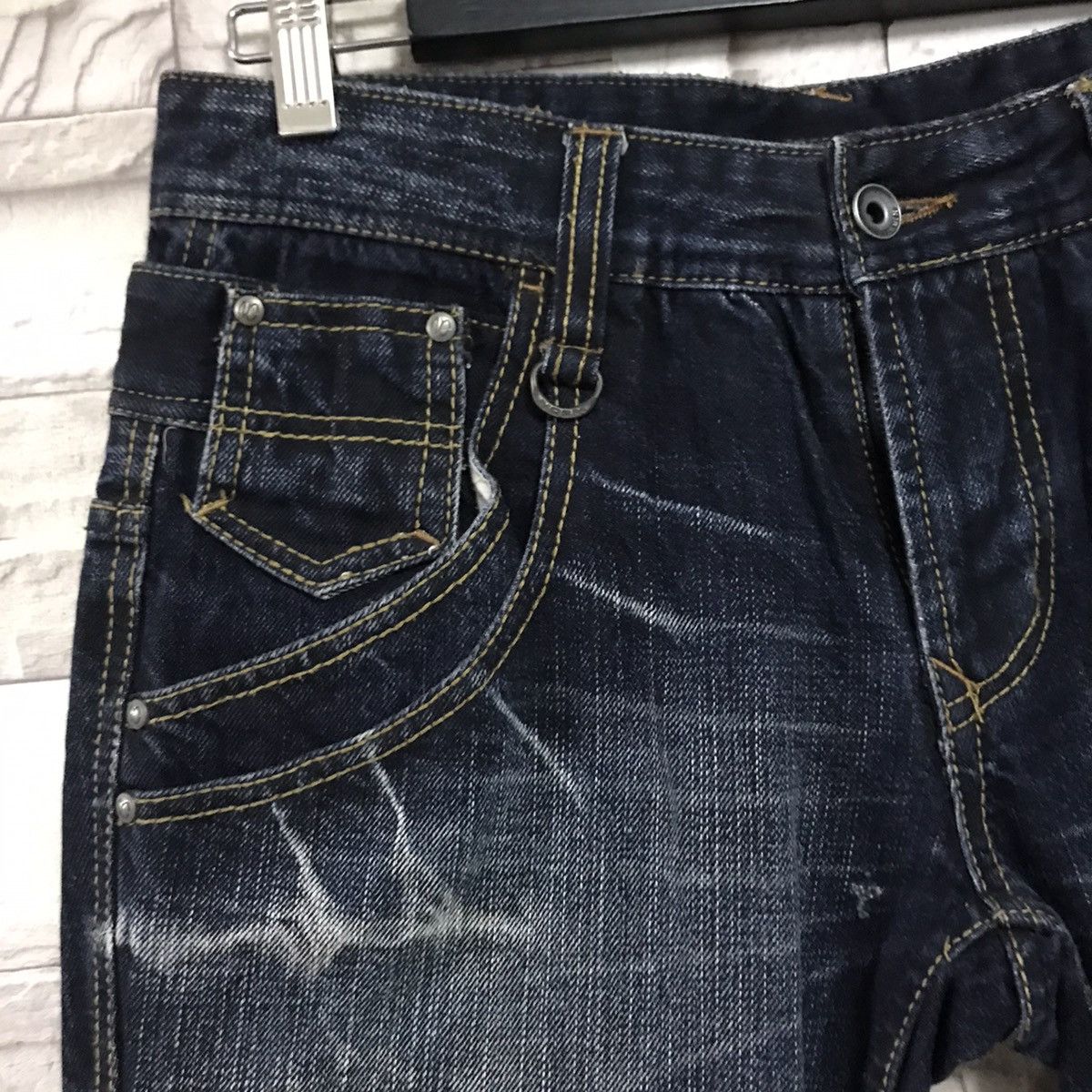 Japanese Brand NCFM Black Denim Double Waist Flare Jeans Size US 31 - 4 Thumbnail