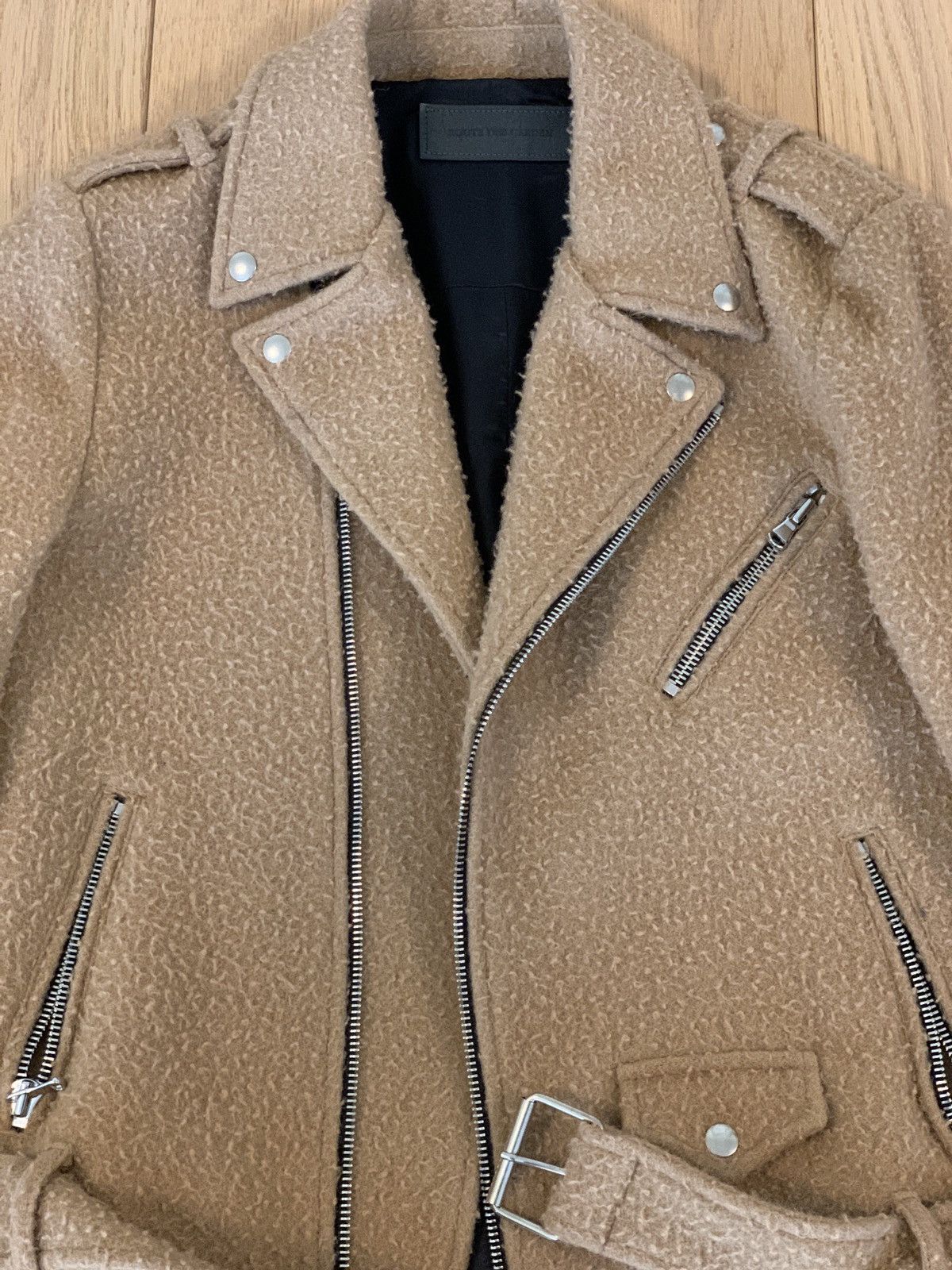 Route des Garden New RARE Beige Wool Biker Jacket Size US M / EU 48-50 / 2 - 2 Thumbnail