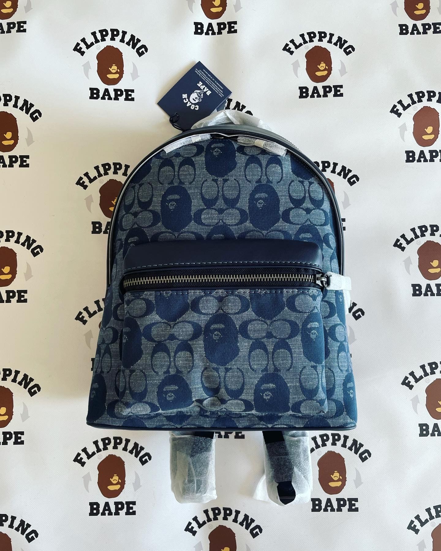 COACH BAPE Collaboration Signature Backpack Navy COACH×A・BATHING