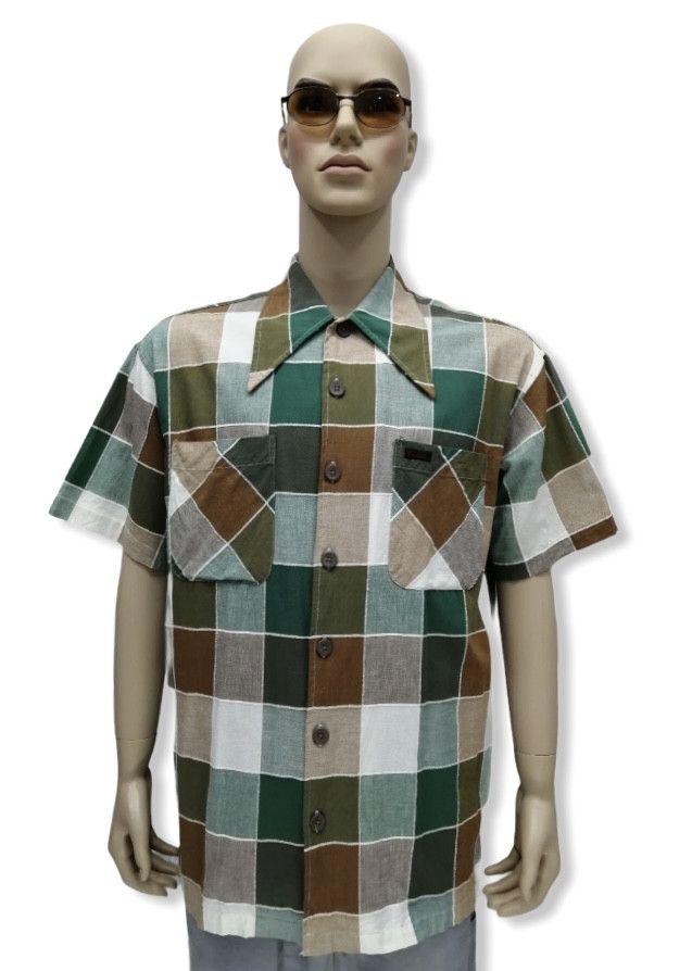 VESPA PIAGGIO Checkered Mens Spear Point Collar Shirt