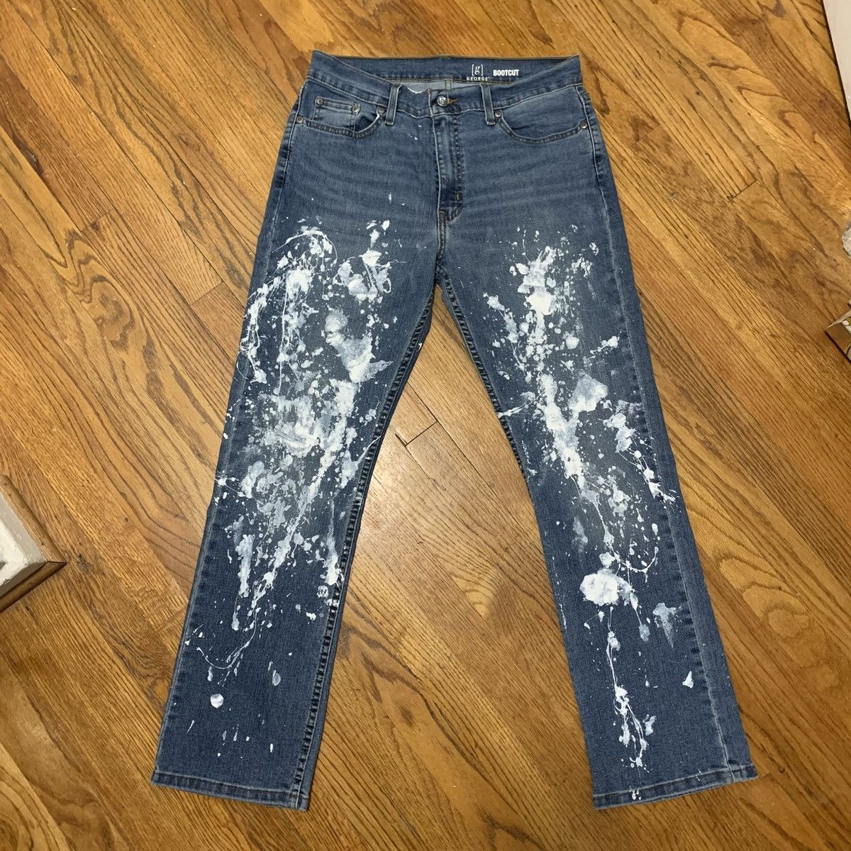 Custom × George Paint Splatter Flare Jeans | Grailed