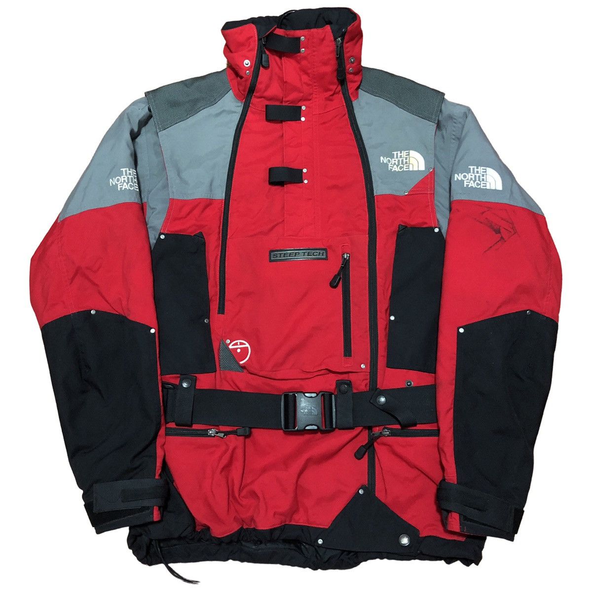 Vintage 90s The North Face Steep Tech Scot Schmidt Red Grey Jacket Grailed