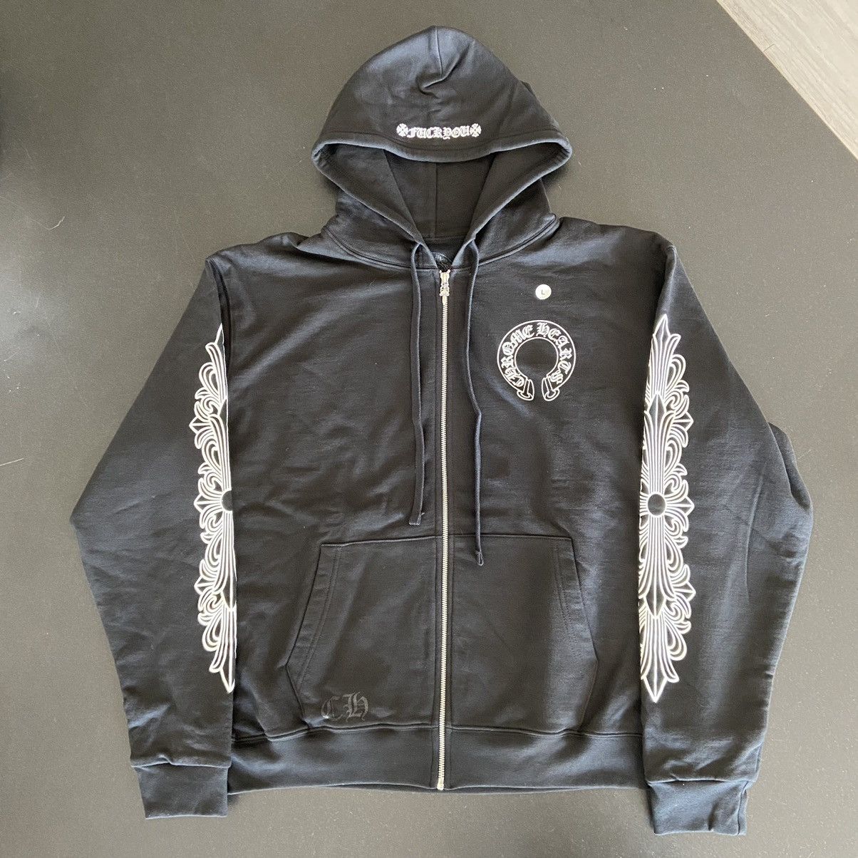 Chrome Hearts Chrome Hearts Thermal Horseshoe Floral Cross Zip Up ...