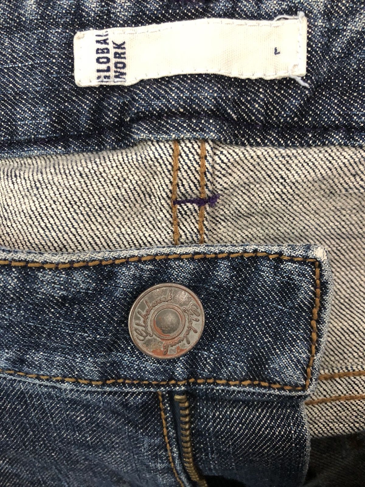 Global Work Japan Brand Beaded Studded Patchwork Distressed Slim Jeans Size US 32 / EU 48 - 10 Thumbnail