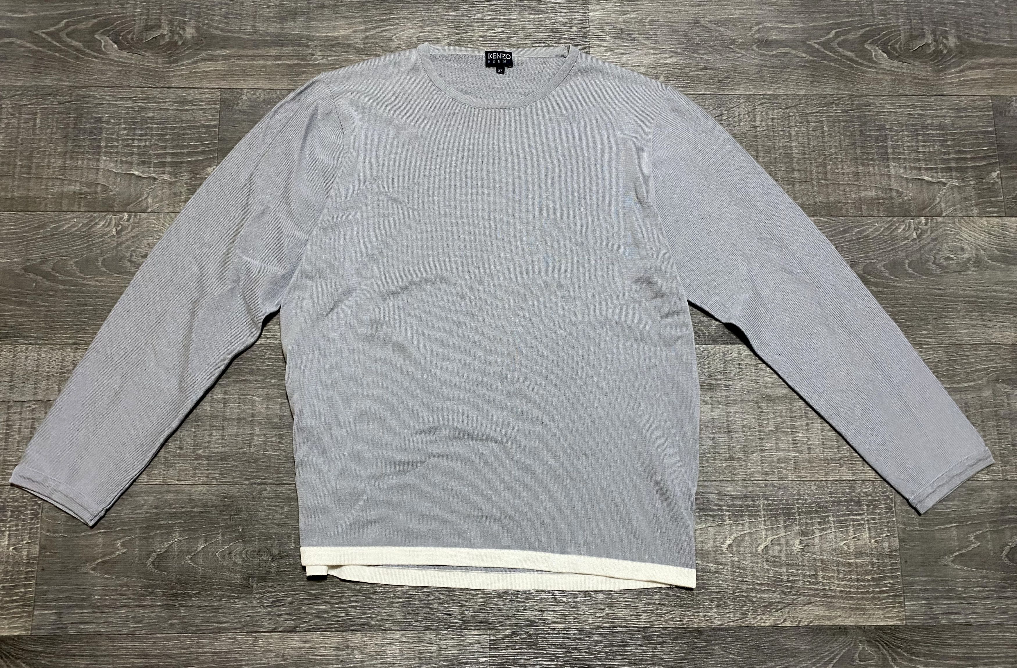 Kenzo Kenzo Homme Grey Striped Cotton Crewneck Casual Sweater Size US L / EU 52-54 / 3 - 3 Thumbnail