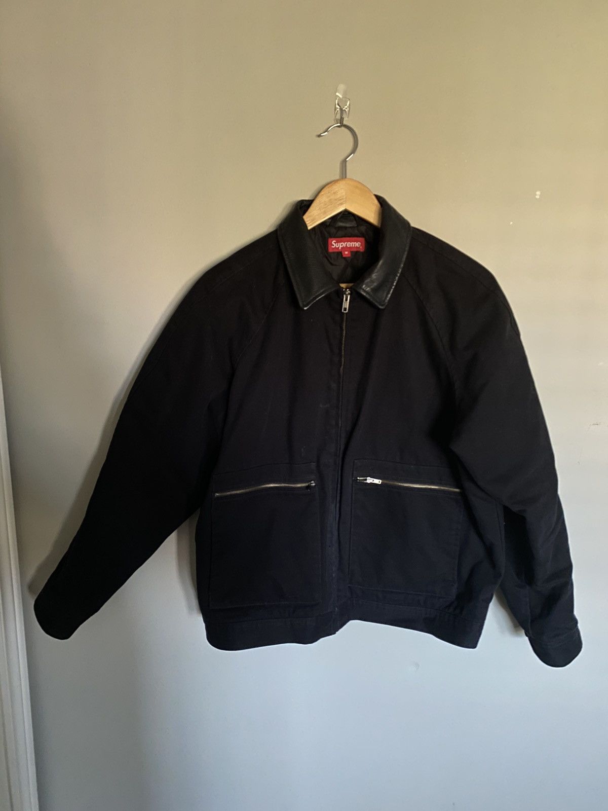 L Supreme Leather Collar Work Jacket-
