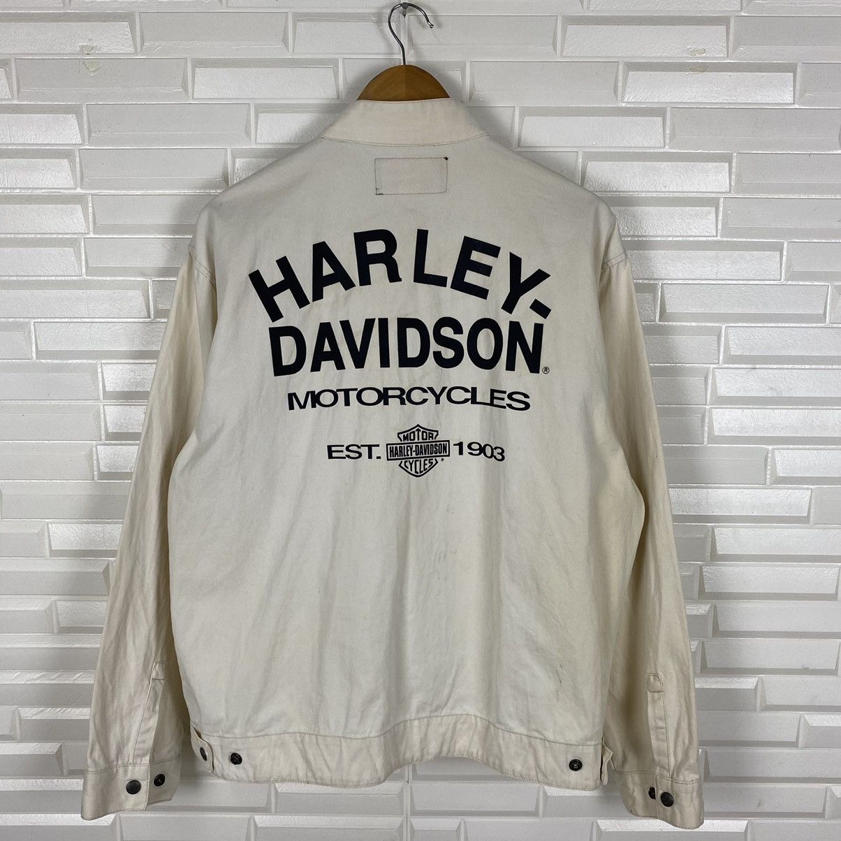 Harley Davidson × Vintage HARLEY DAVIDSON MOTORCYCLE BIKER COTTON JACKET Size US M / EU 48-50 / 2 - 1 Thumbnail