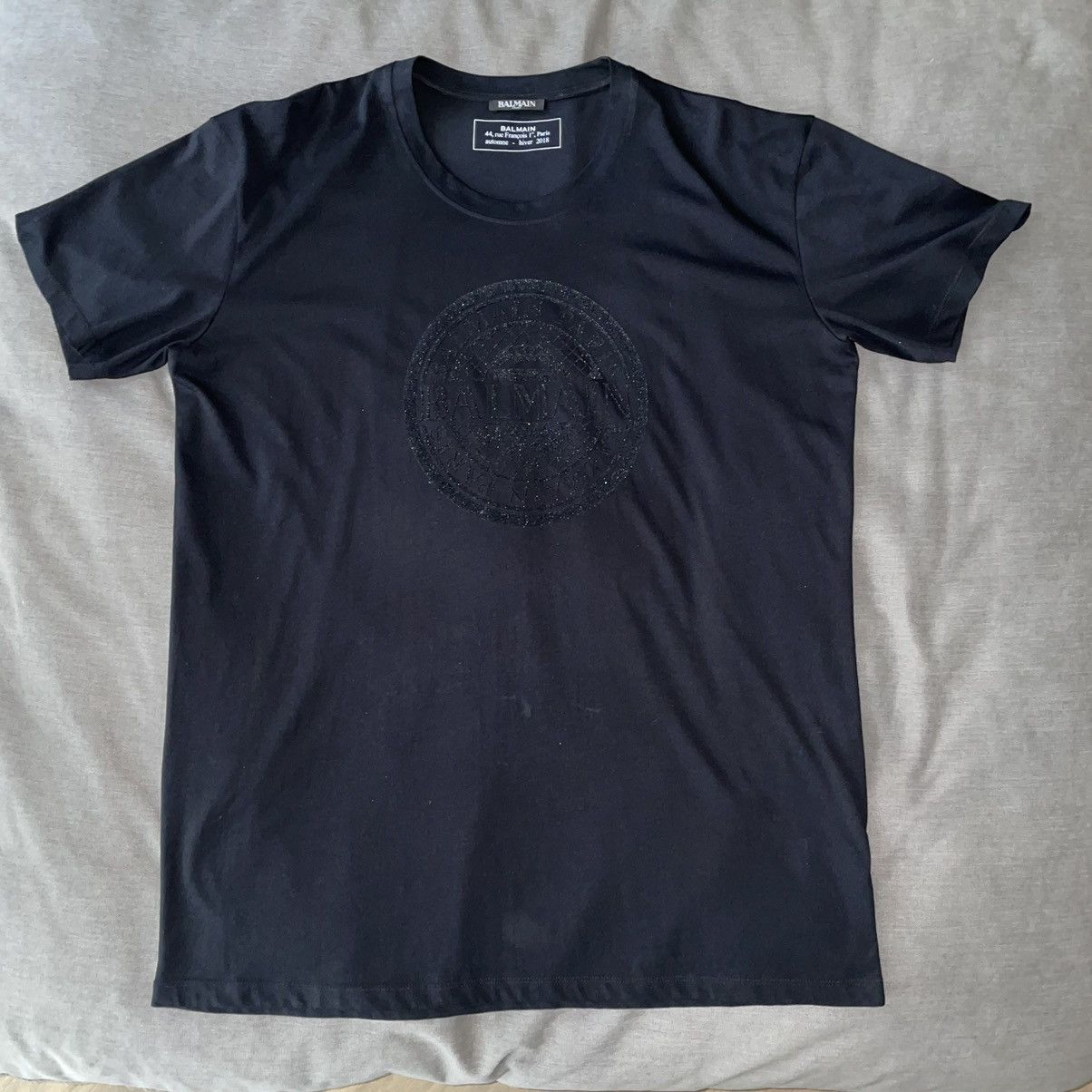 Balmain Metallic Circle Logo Tee