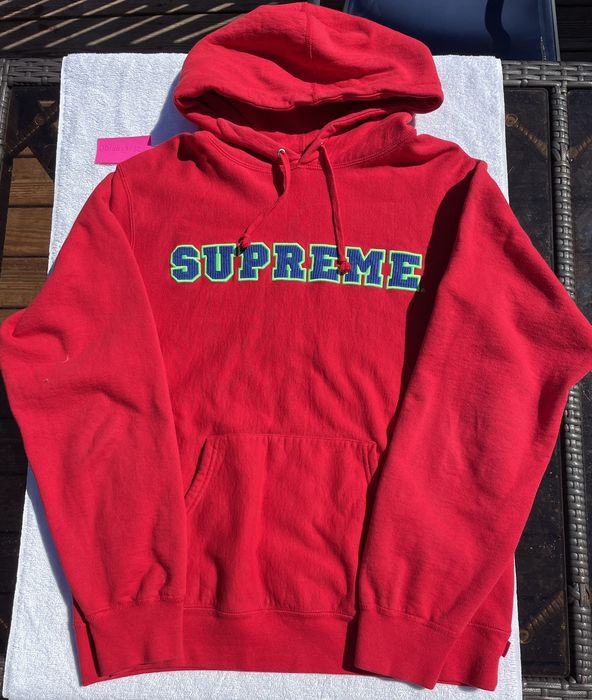 Supreme Supreme Cord Collegiate Logo Hoodie Large | Grailed