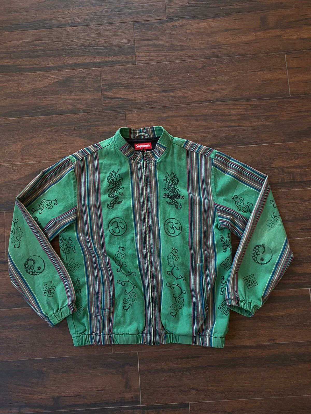 Supreme Woven Striped Batik Jacket Green | Grailed