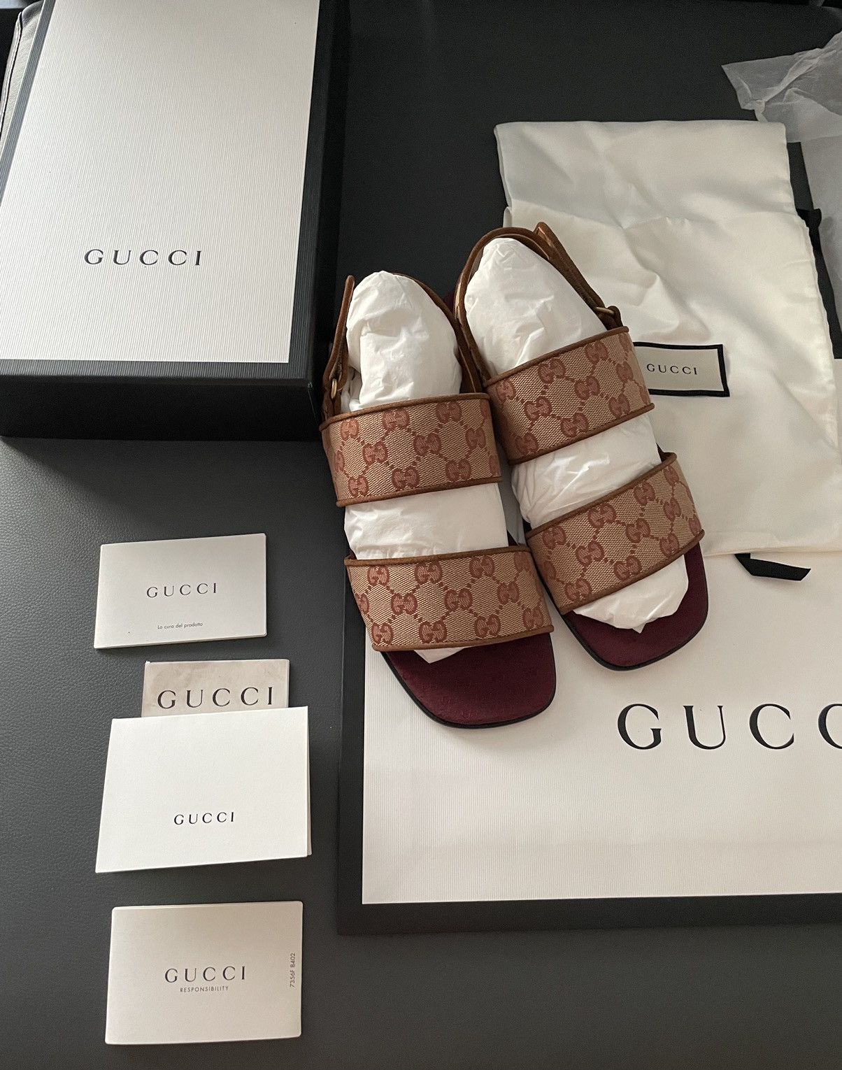 Gucci Brand New Rare GG Logo Leather Sandal Shoes Limited Edition Size US 7.5 / EU 40-41 - 2 Thumbnail