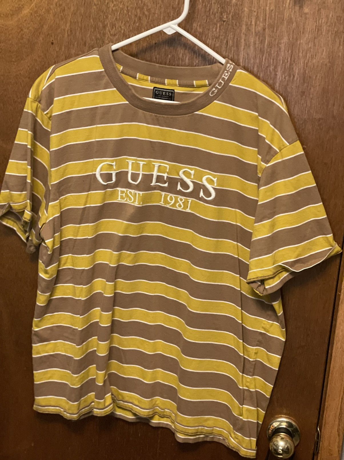 Guess yellow cheap striped shirt