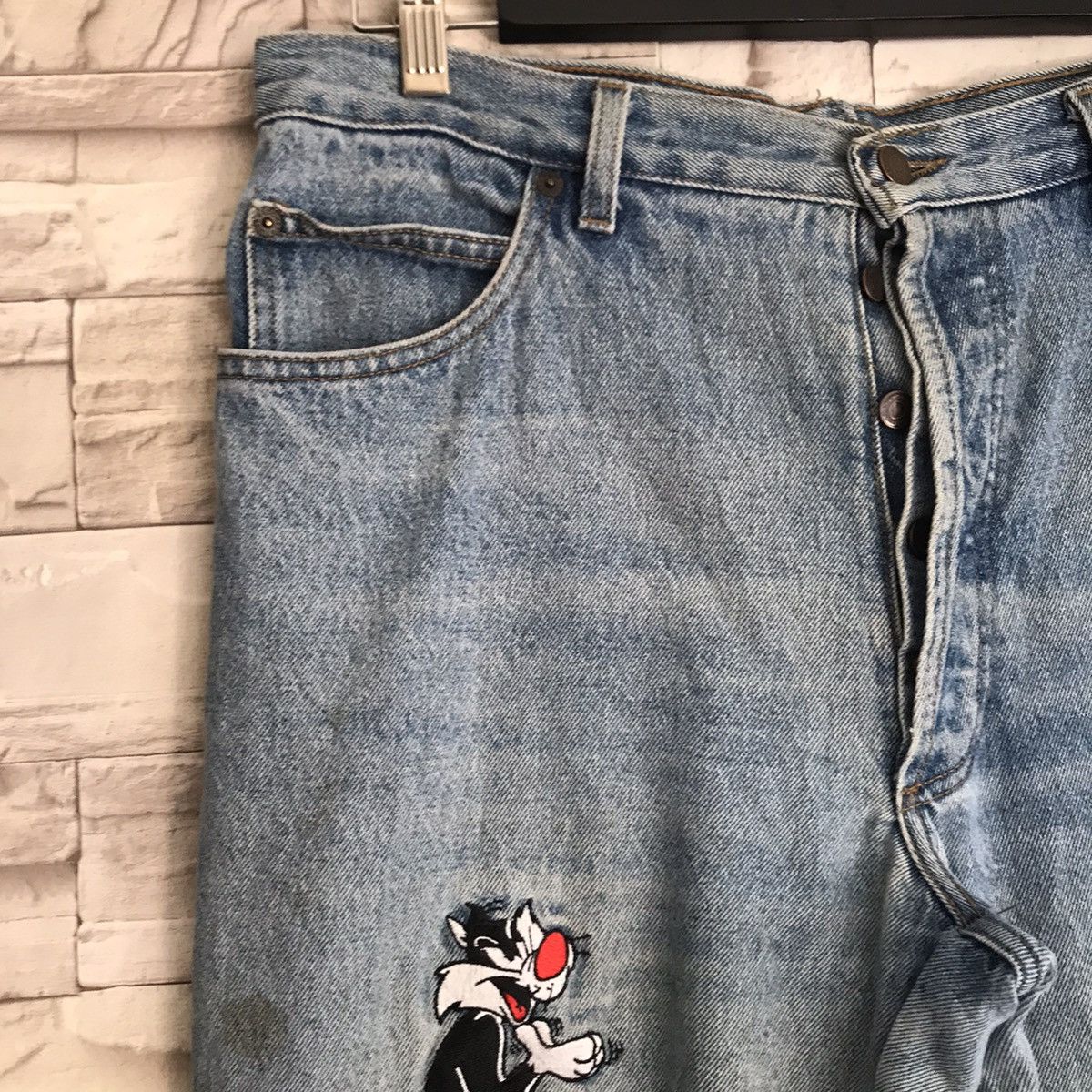 Warner Bros Vintage Looney Tunes Denim Baggy Jeans Size US 36 / EU 52 - 4 Thumbnail