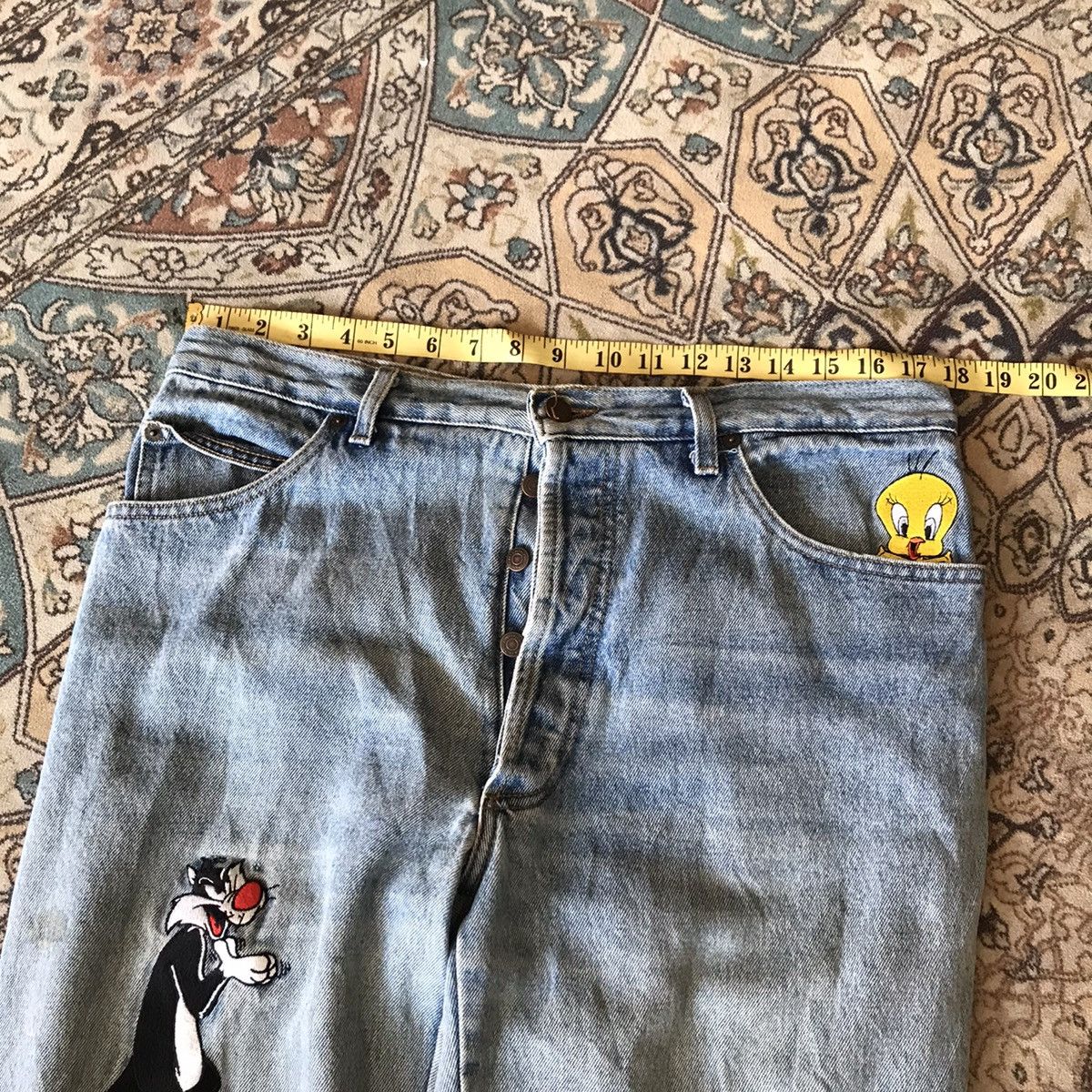 Warner Bros Vintage Looney Tunes Denim Baggy Jeans Size US 36 / EU 52 - 21 Thumbnail