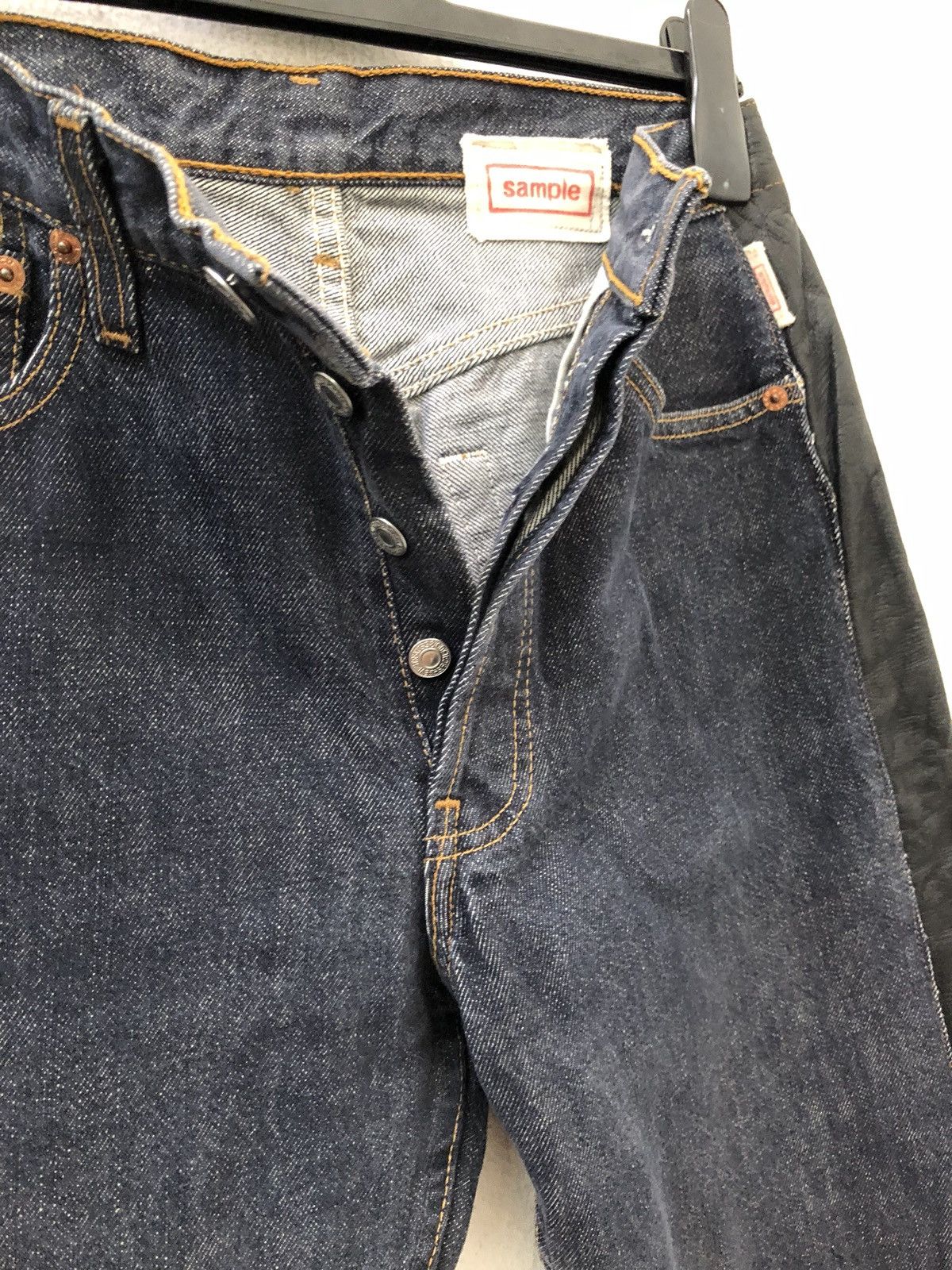 Japanese Brand × Levi's Reconstructed Levi’s Side Striped Leather Hybrid Denim Jeans Size US 29 - 5 Thumbnail