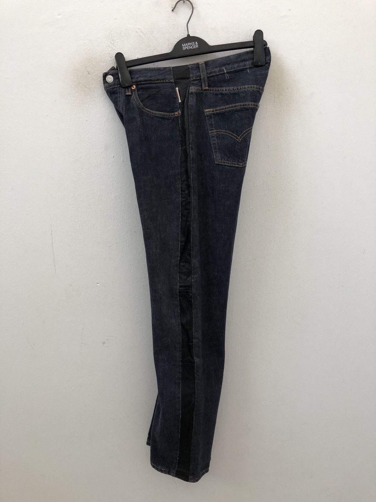 Japanese Brand × Levi's Reconstructed Levi’s Side Striped Leather Hybrid Denim Jeans Size US 29 - 10 Thumbnail