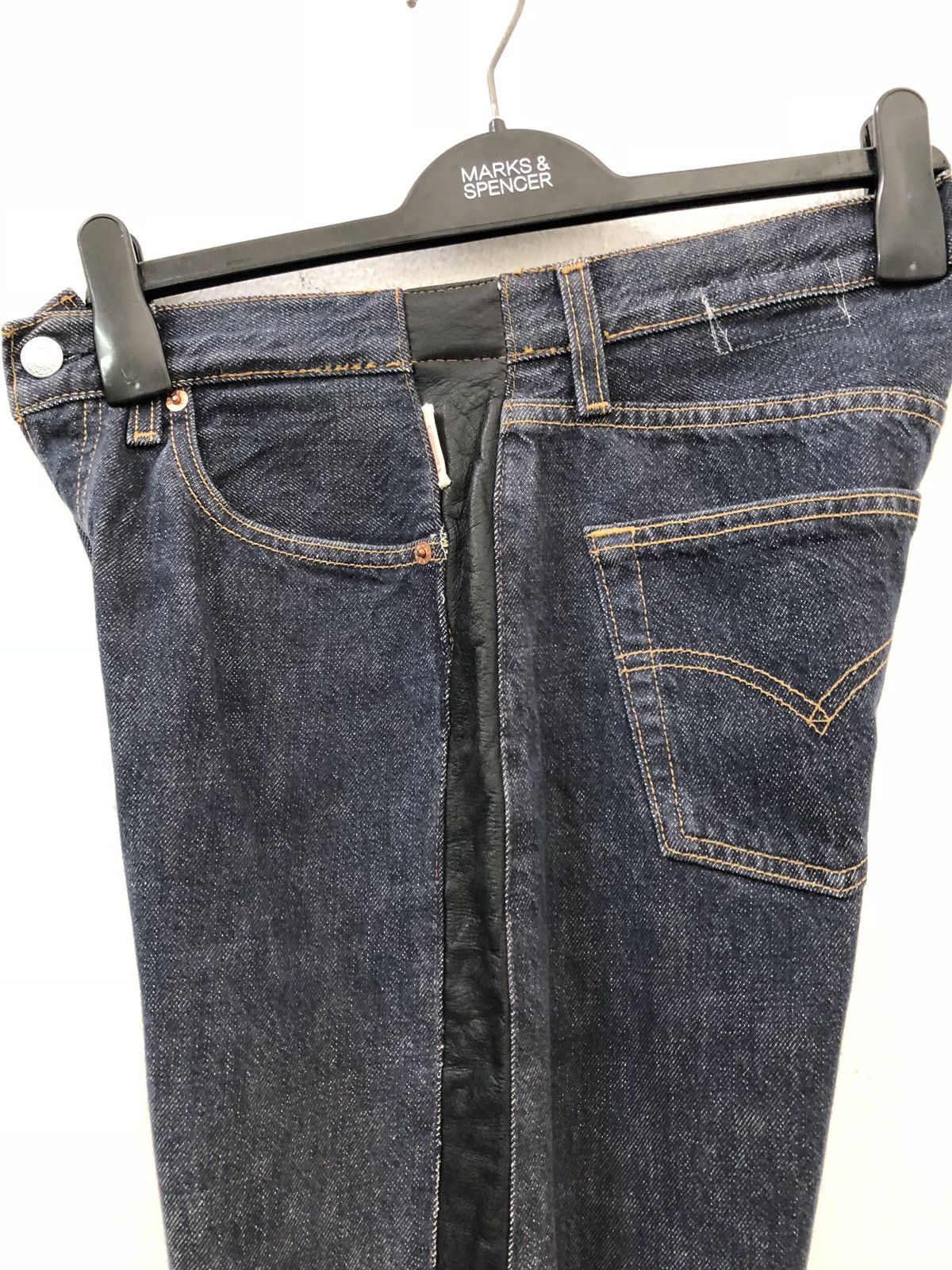 Japanese Brand × Levi's Reconstructed Levi’s Side Striped Leather Hybrid Denim Jeans Size US 29 - 11 Thumbnail