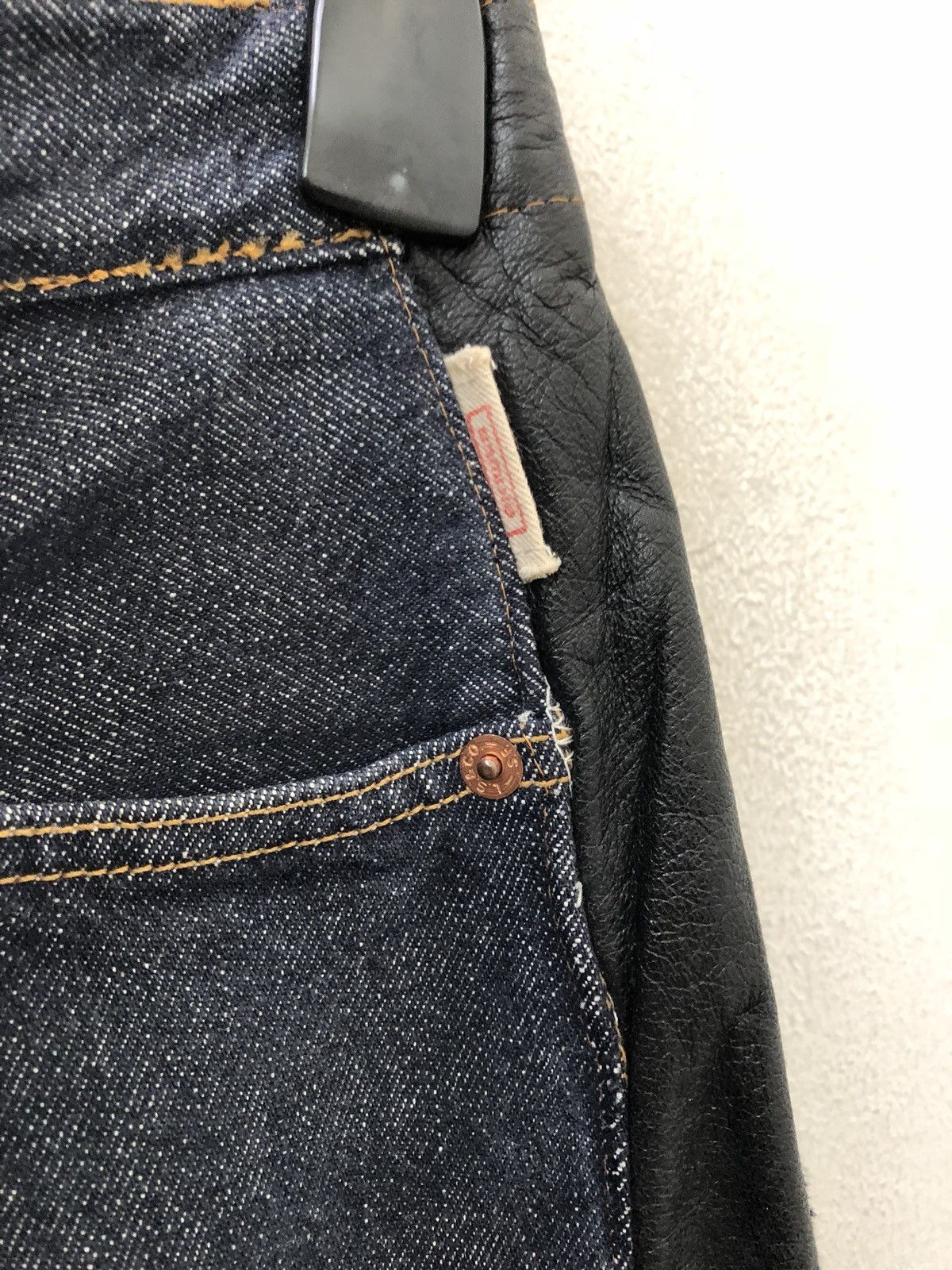 Japanese Brand × Levi's Reconstructed Levi’s Side Striped Leather Hybrid Denim Jeans Size US 29 - 4 Thumbnail