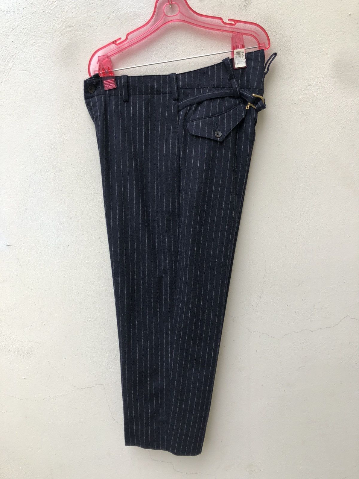 Vintage ARCH Japan Pinstriped Buckle Back Baggy Wool Trouser Size US 30 / EU 46 - 8 Thumbnail