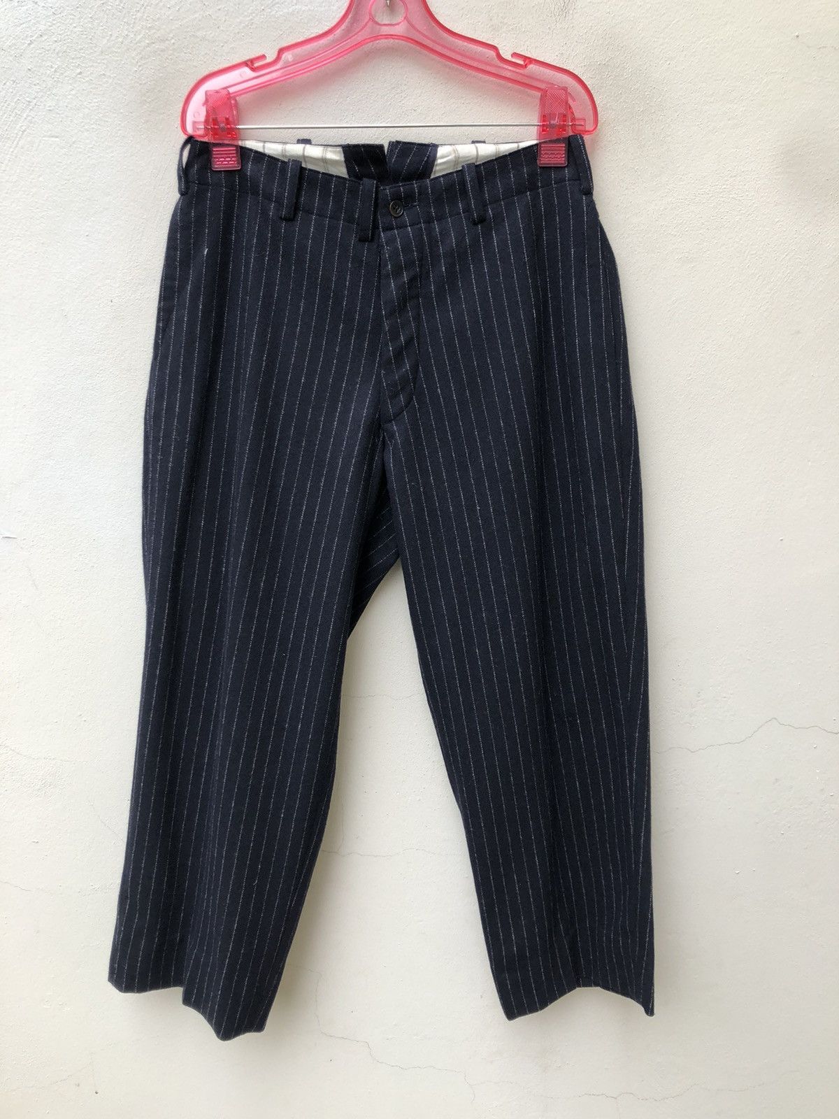 Vintage ARCH Japan Pinstriped Buckle Back Baggy Wool Trouser Size US 30 / EU 46 - 1 Thumbnail