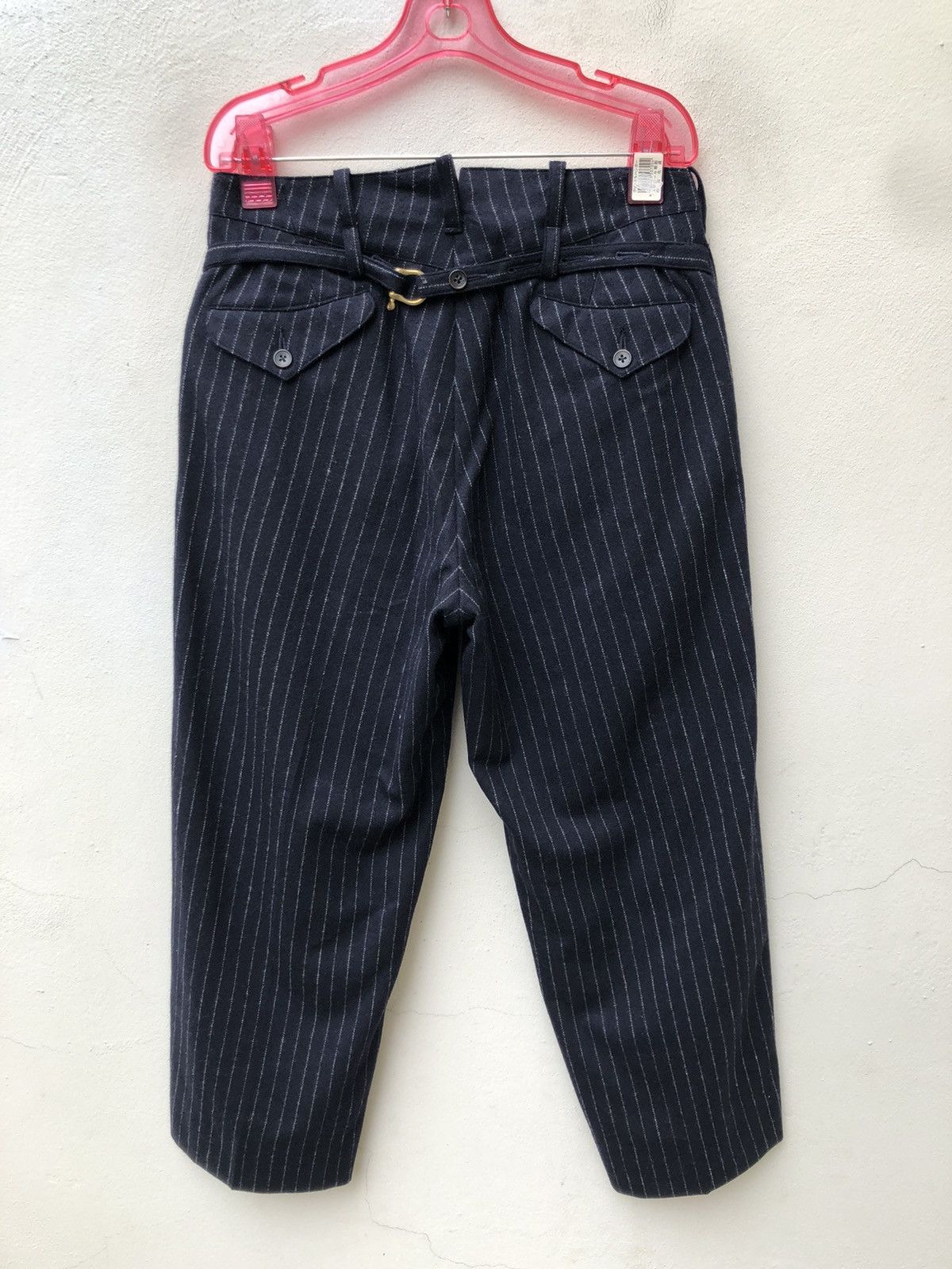 Vintage ARCH Japan Pinstriped Buckle Back Baggy Wool Trouser Size US 30 / EU 46 - 4 Thumbnail