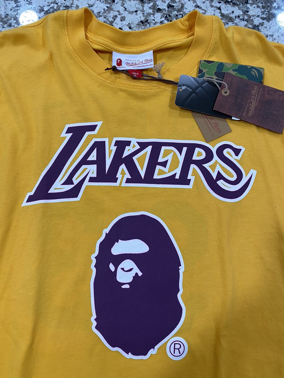 A Bathing Ape + Mitchell & Ness Lakers T-Shirt (XL) - Tops