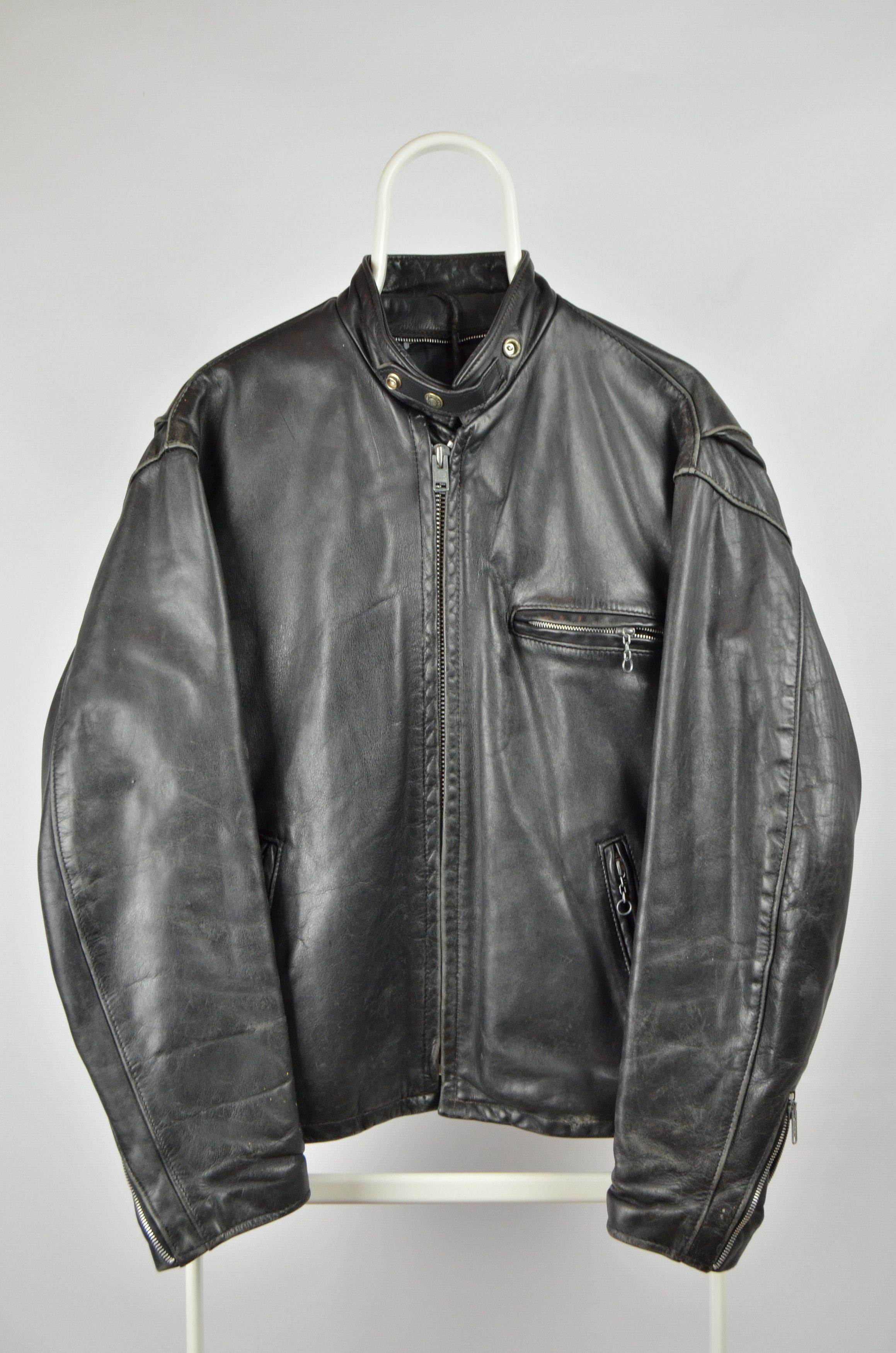 Schott Black Leather 141 Cafe Biker Jacket