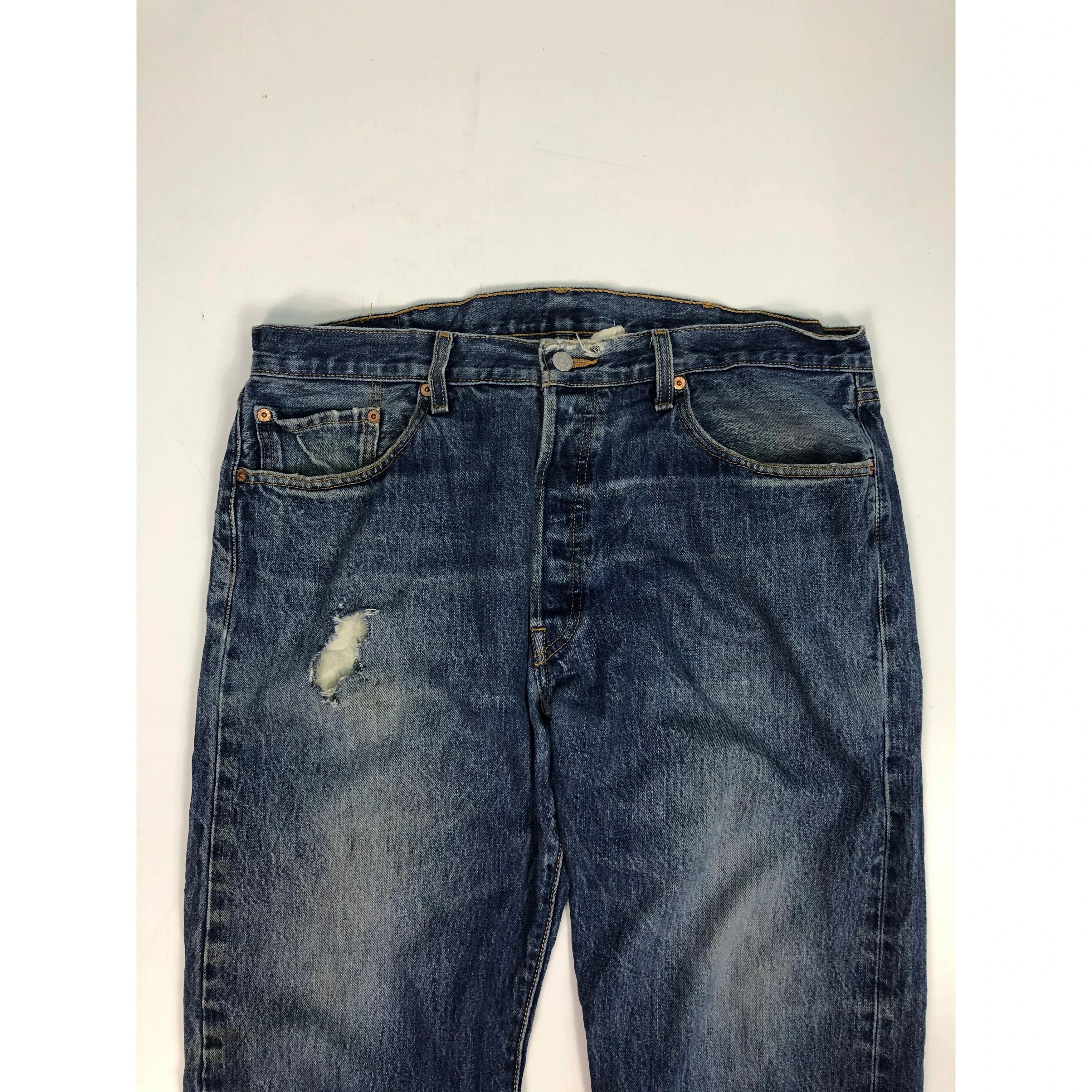 Levi's Vintage 90s Levis 501 Distressed Denim DP0084 Size US 38 / EU 54 - 2 Thumbnail