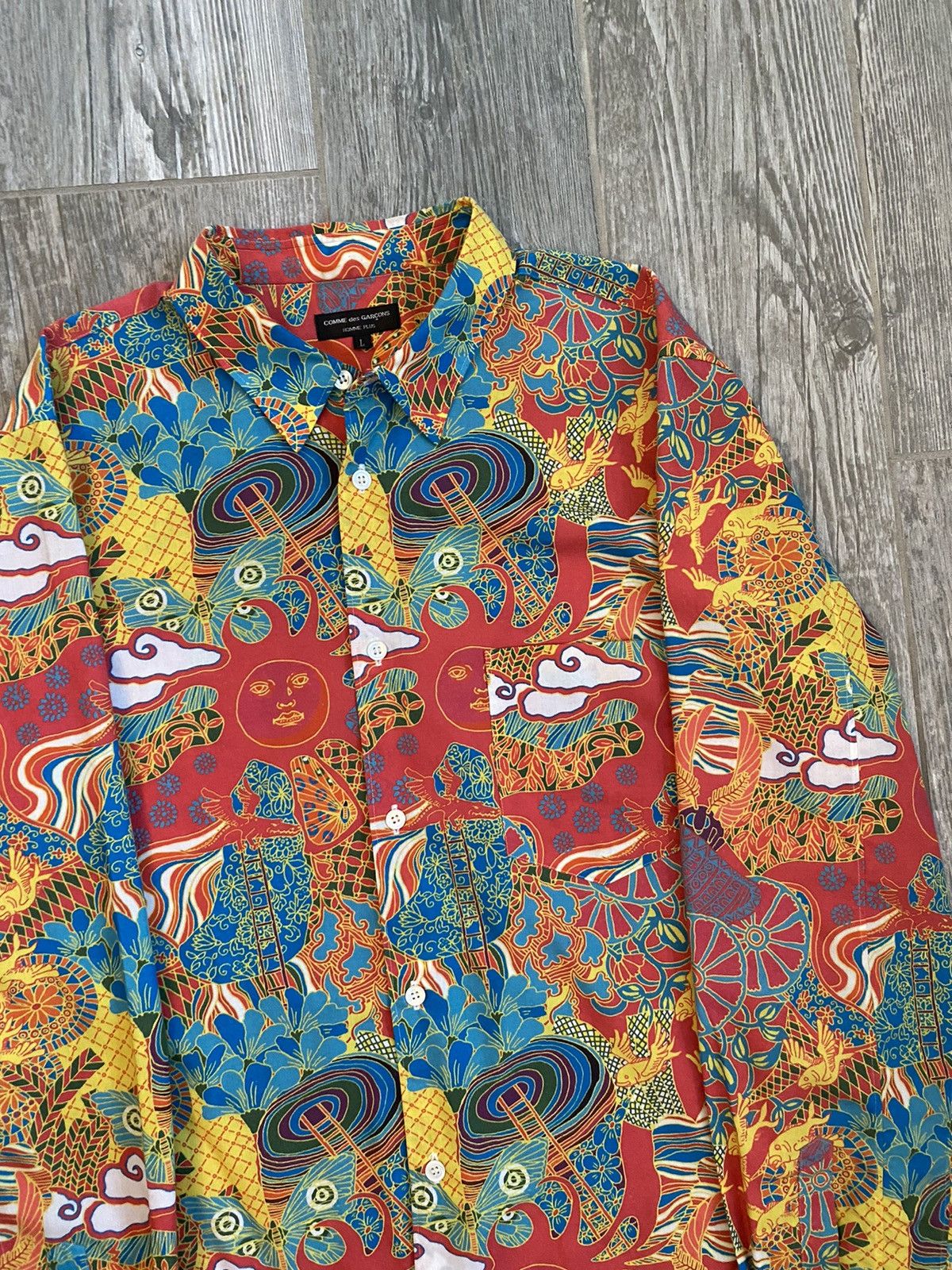 Comme des Garcons Homme Plus 2001 Comme Des Garçon Homme Plus Psychedelic Button Up Shirt Size US L / EU 52-54 / 3 - 3 Thumbnail