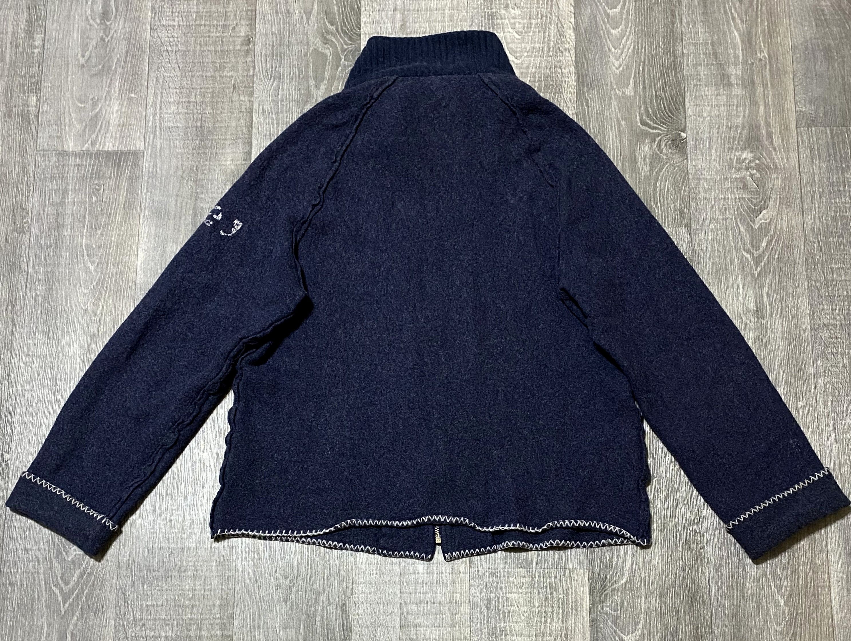 Iceberg Iceberg Jeans Heavy Wool Navy Zip Sweater Ice J Embroidery Size US XL / EU 56 / 4 - 4 Thumbnail