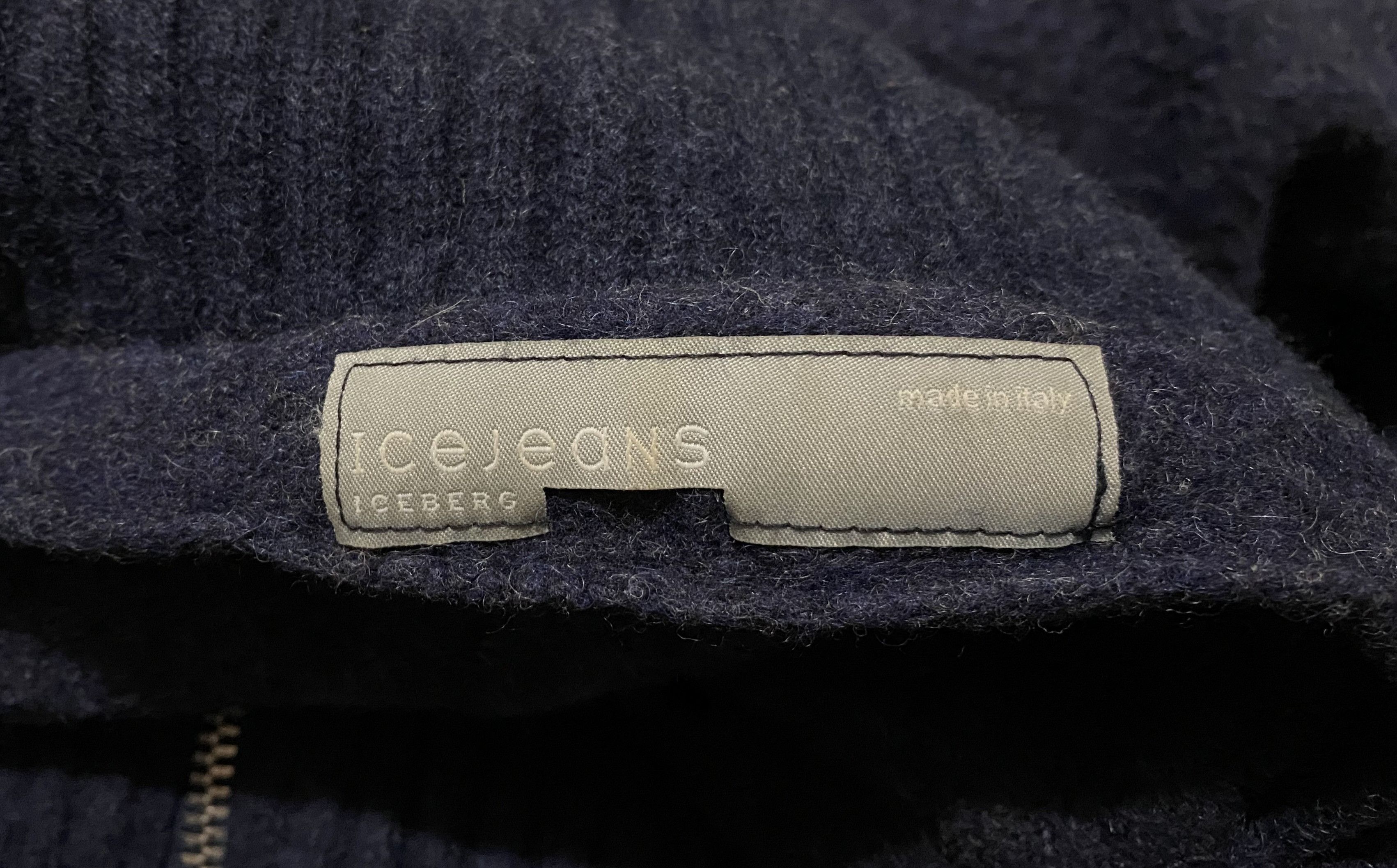 Iceberg Iceberg Jeans Heavy Wool Navy Zip Sweater Ice J Embroidery Size US XL / EU 56 / 4 - 5 Thumbnail