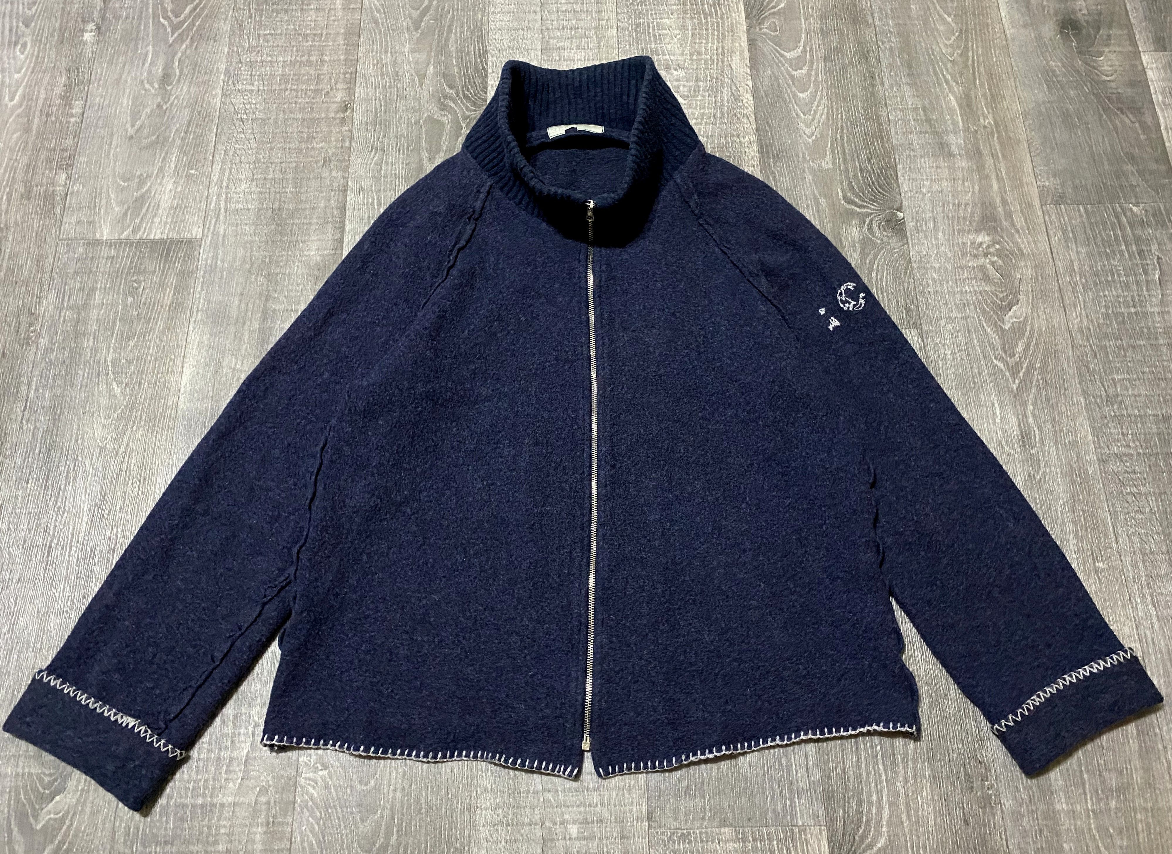 Iceberg Iceberg Jeans Heavy Wool Navy Zip Sweater Ice J Embroidery Size US XL / EU 56 / 4 - 3 Thumbnail