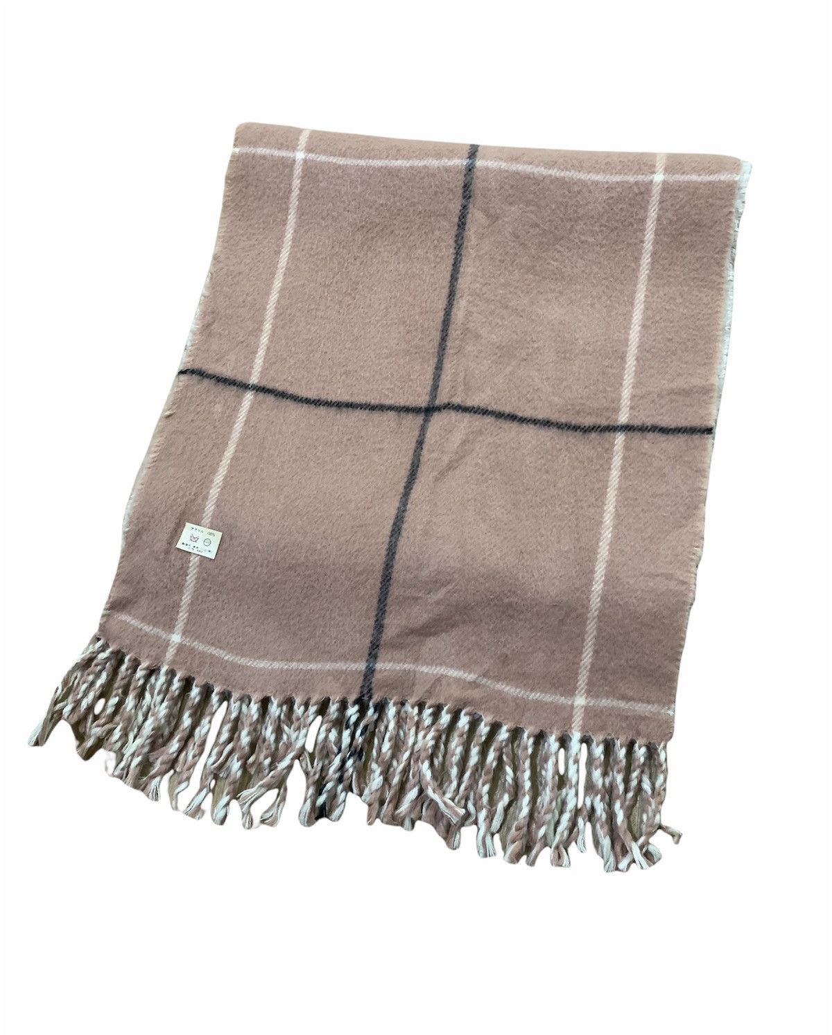 Japanese Brand × Other WIGWAG KAWABE Cashmere Wool Window Pane Plaid Muffler Scarf Size ONE SIZE - 1 Thumbnail