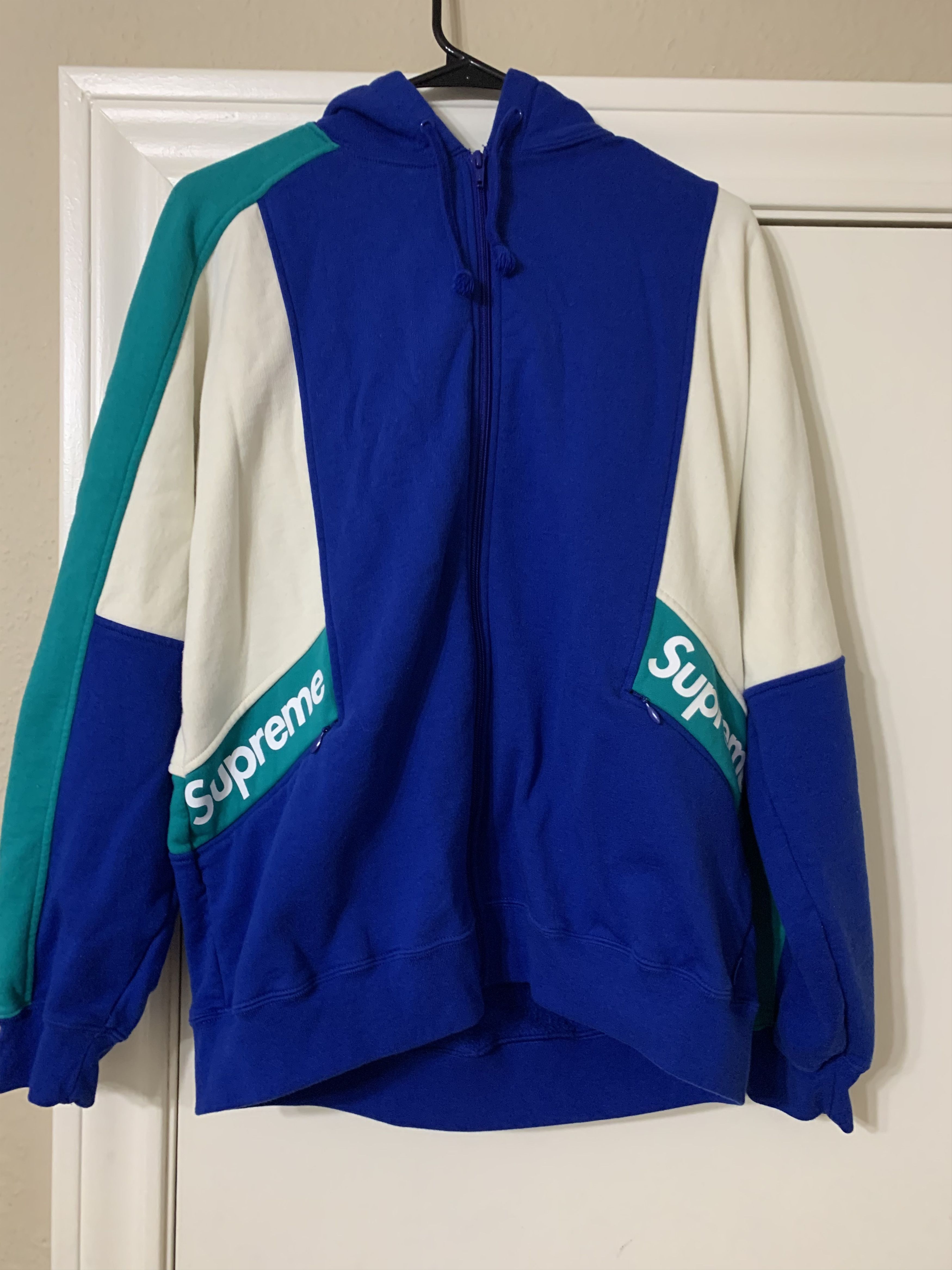 Supreme Supreme Color Blocked Royal Zip Up Hoodie | Grailed