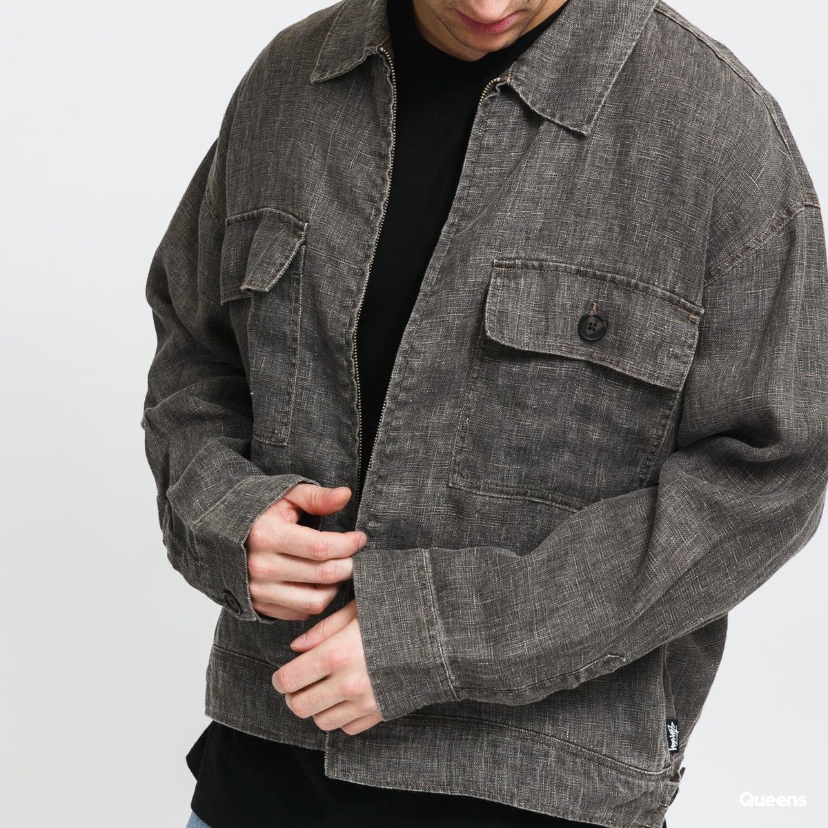 Stussy Brand New Boxy Linen Zip Jacket | Grailed