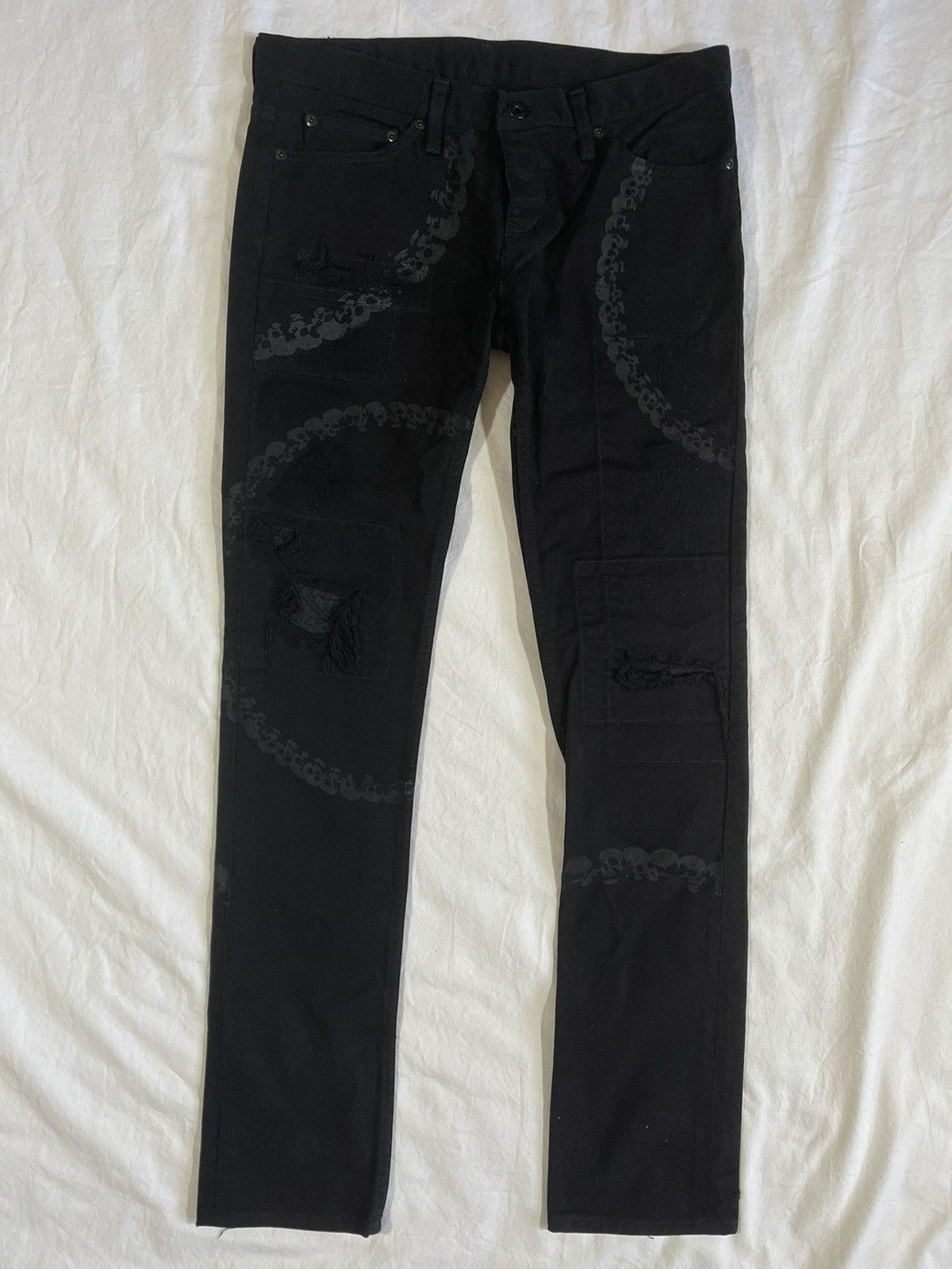 Hysteric Glamour *rare* Skull rings patchwork distressed pants Size US 30 / EU 46 - 1 Thumbnail