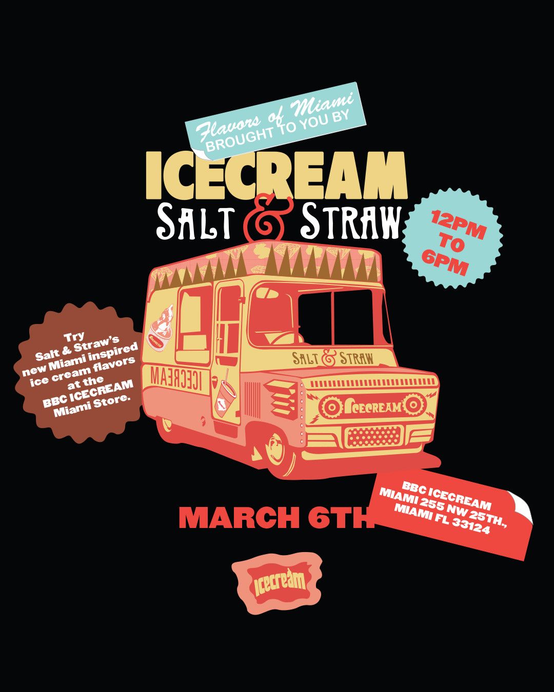 Billionaire Boys Club Salt & Straw x ICECREAM tee (Miami Exclusive) Size US M / EU 48-50 / 2 - 6 Thumbnail