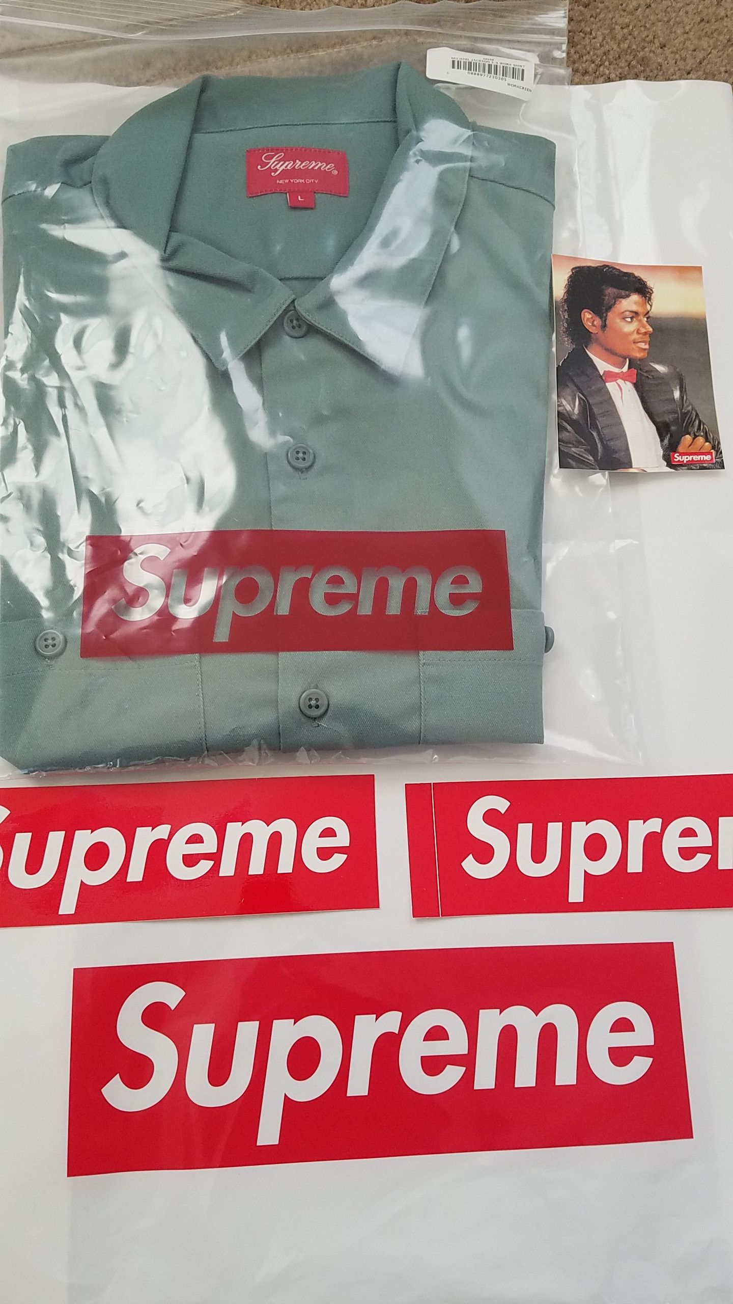 Supreme michael jackson work shirt on sale