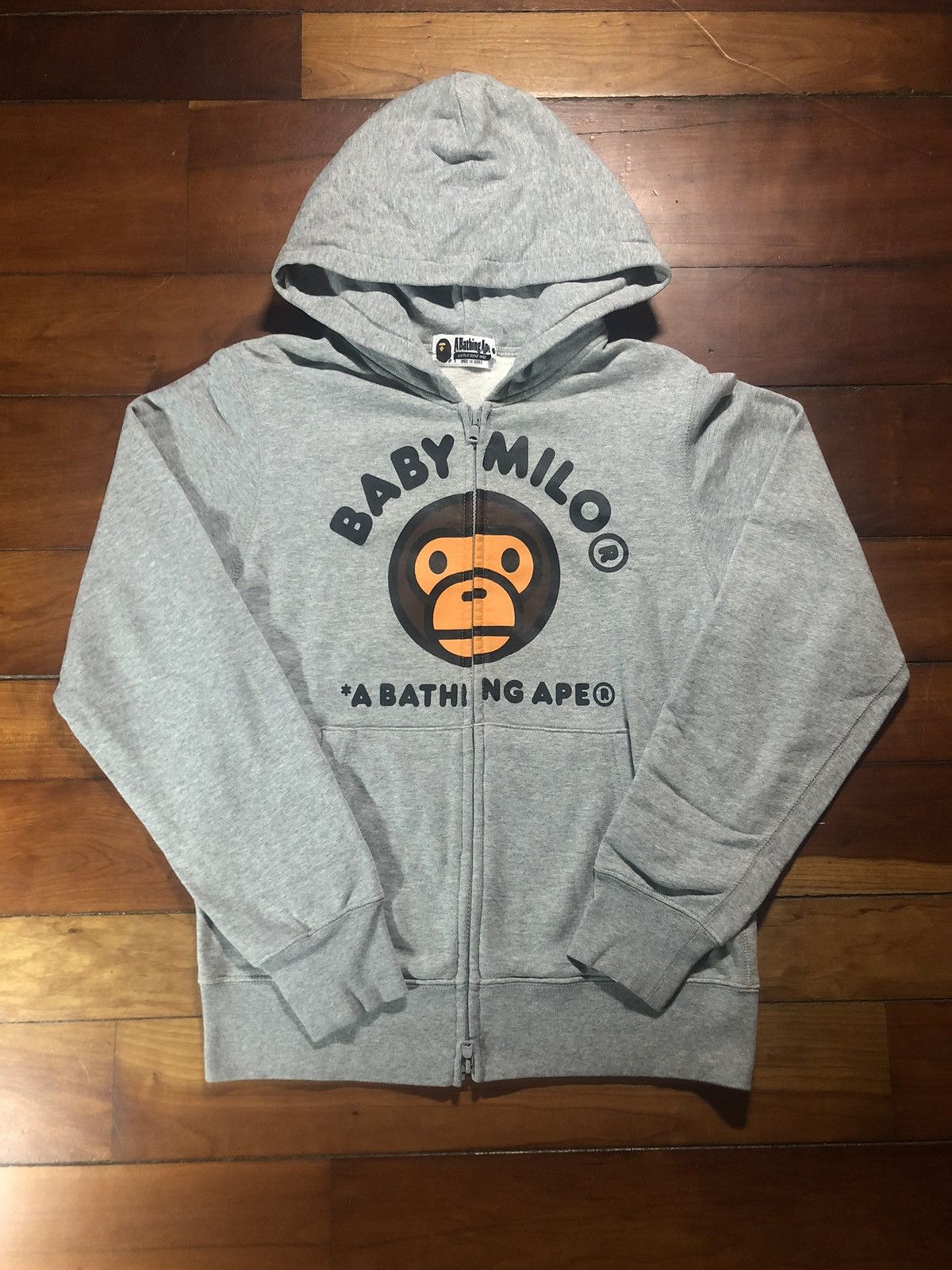 Bape Grey Baby milo print zip up hoodie | Grailed