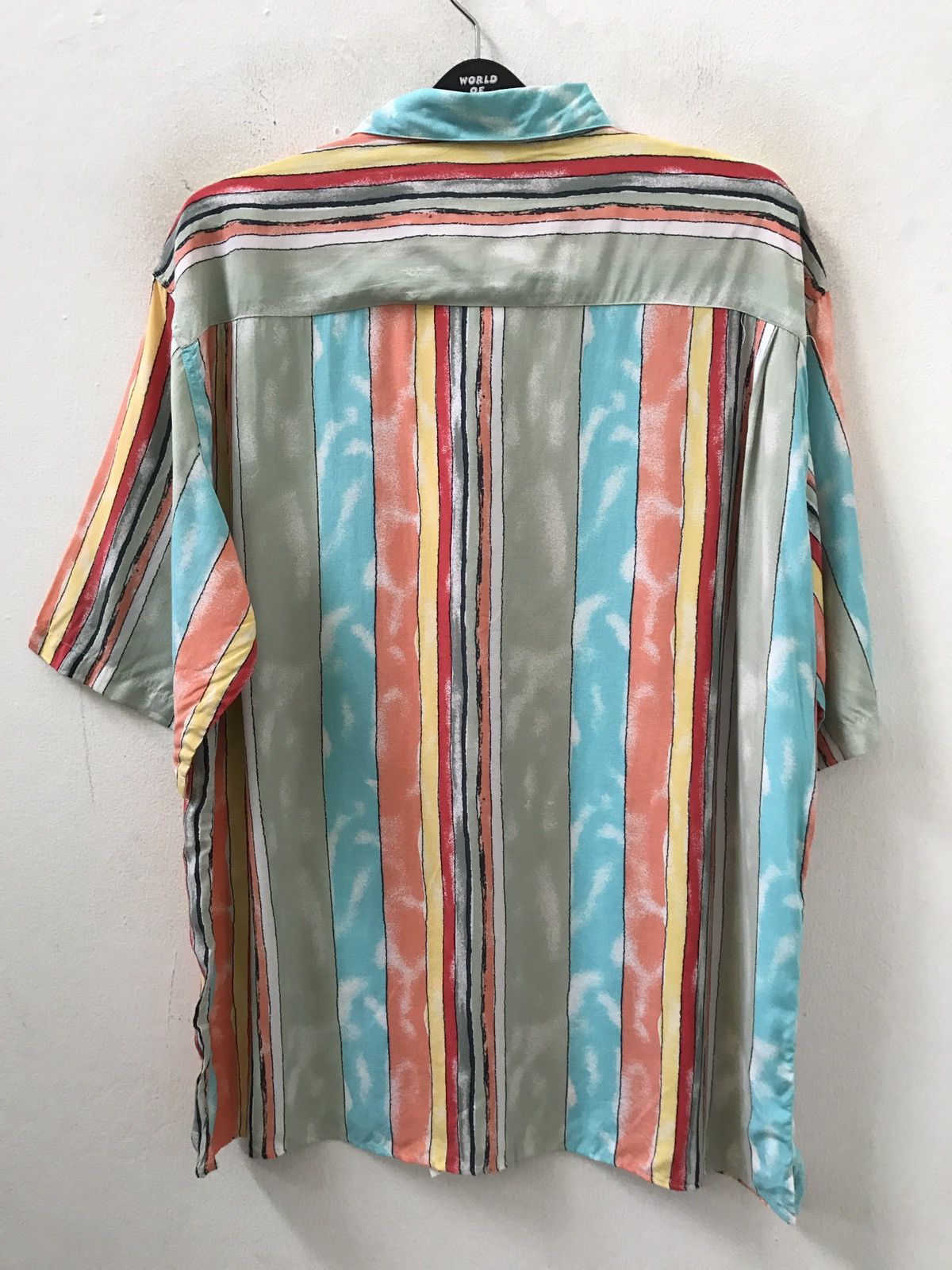 POP84 Pop 84 Italy Multi Colour Stripe Camp Collar Rayon Shirt Size US XXL / EU 58 / 5 - 10 Thumbnail