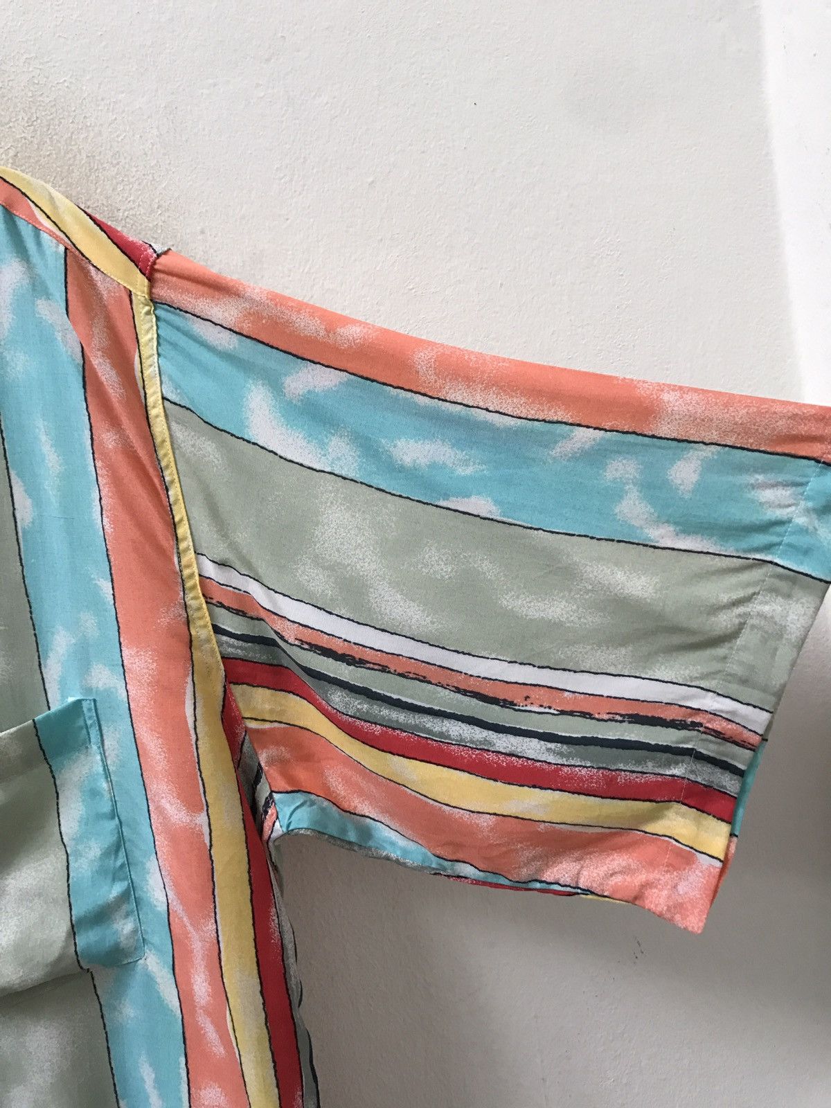 POP84 Pop 84 Italy Multi Colour Stripe Camp Collar Rayon Shirt Size US XXL / EU 58 / 5 - 7 Thumbnail