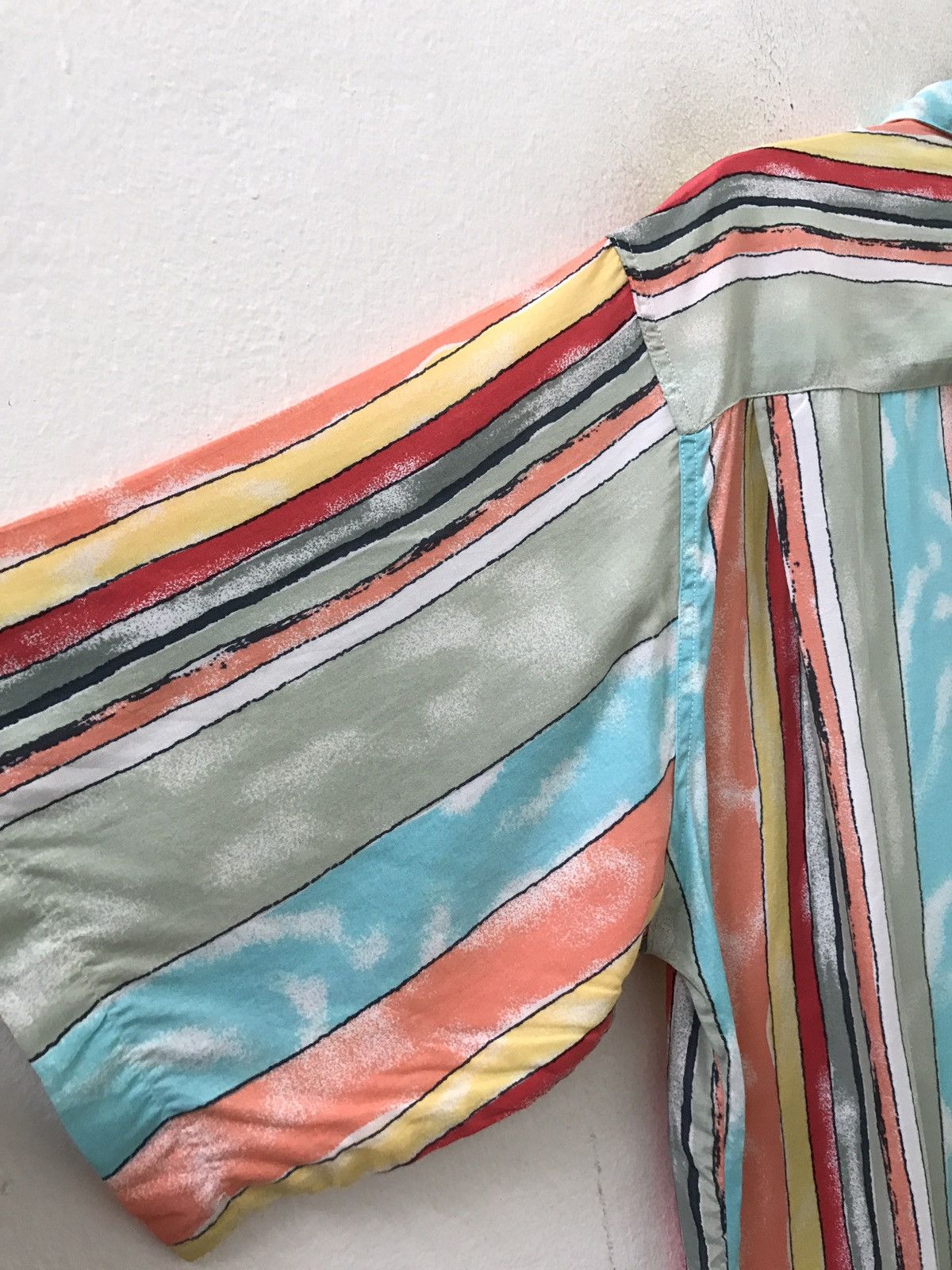 POP84 Pop 84 Italy Multi Colour Stripe Camp Collar Rayon Shirt Size US XXL / EU 58 / 5 - 11 Thumbnail