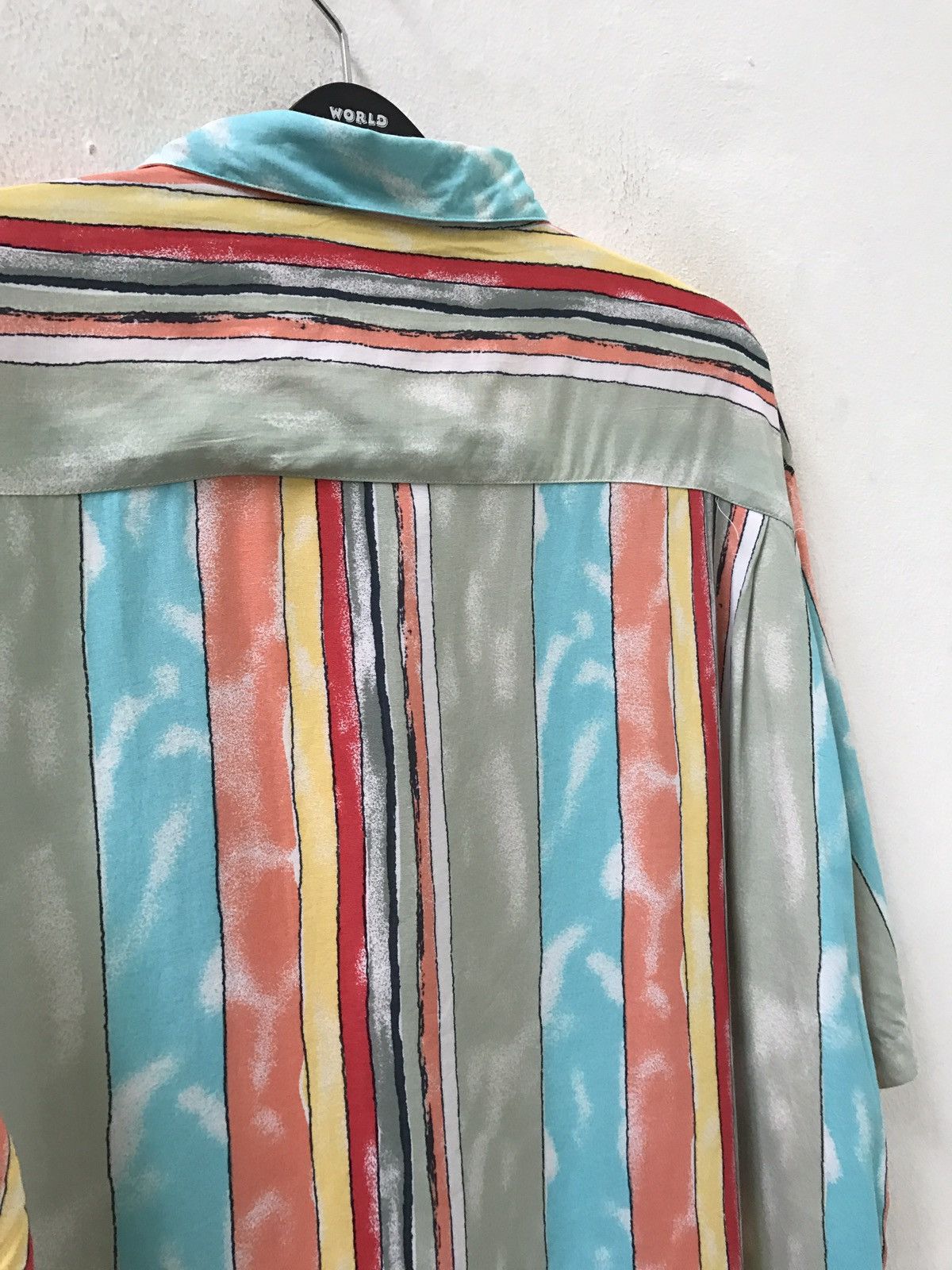 POP84 Pop 84 Italy Multi Colour Stripe Camp Collar Rayon Shirt Size US XXL / EU 58 / 5 - 12 Thumbnail