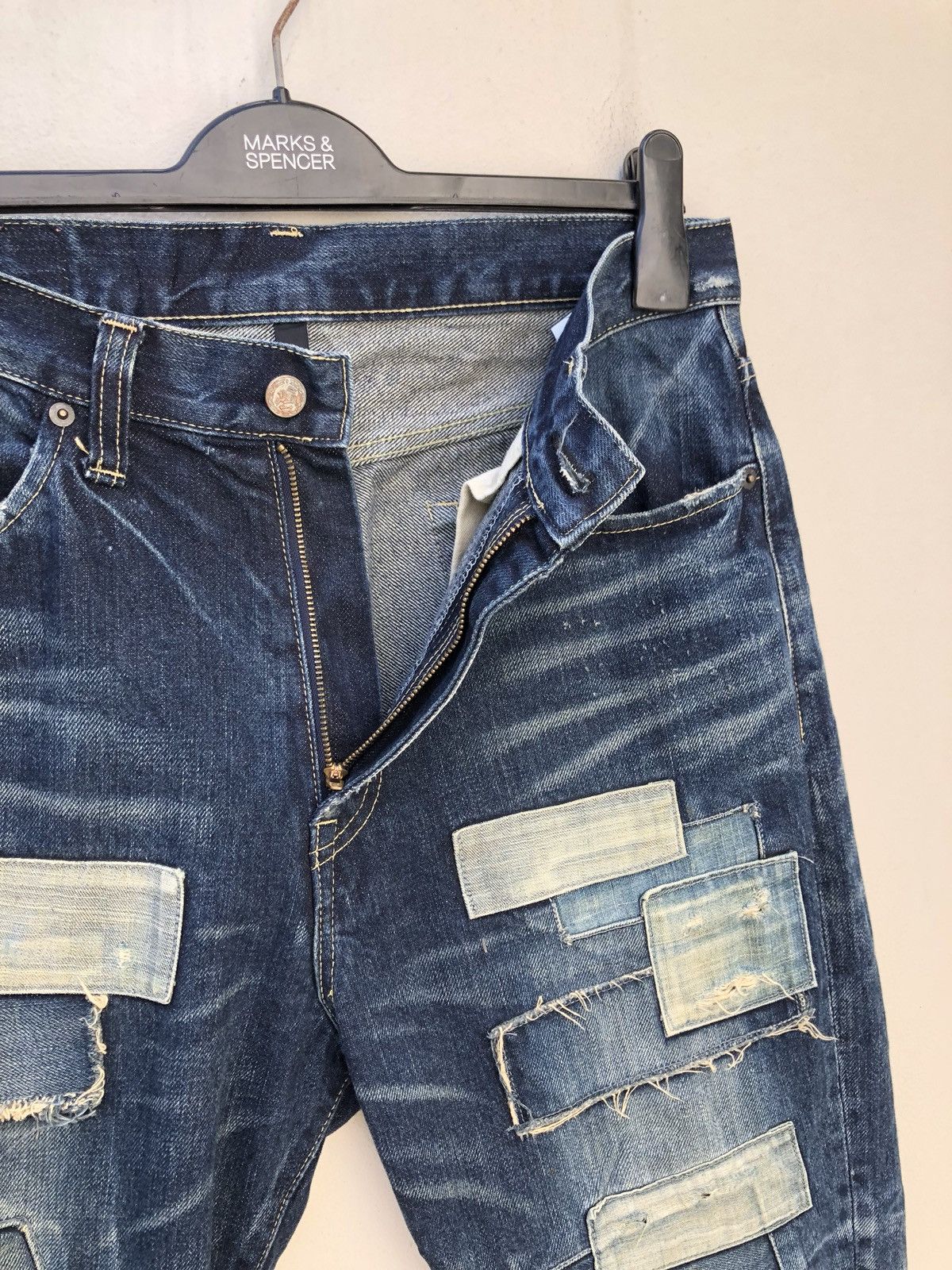 Schlussel Japan Brand glamb Boro Patchwork Denim Jeans Size US 31 - 9 Thumbnail