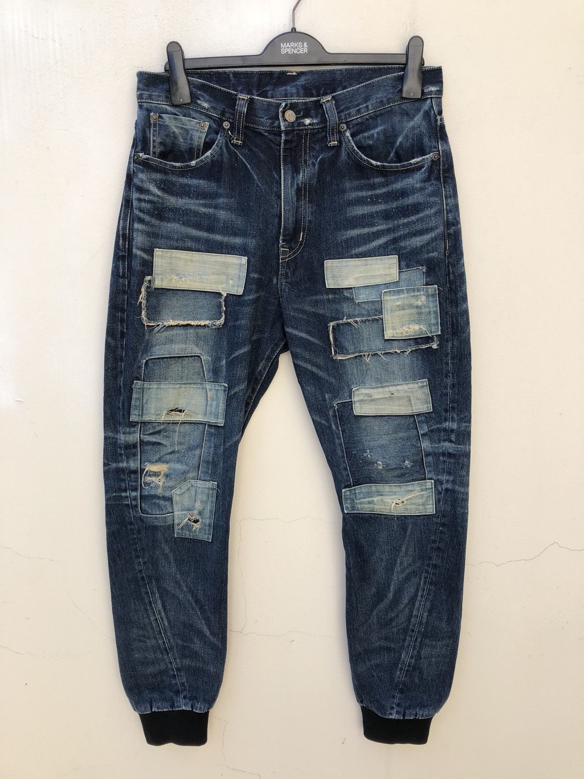 Schlussel Japan Brand glamb Boro Patchwork Denim Jeans Size US 31 - 6 Thumbnail